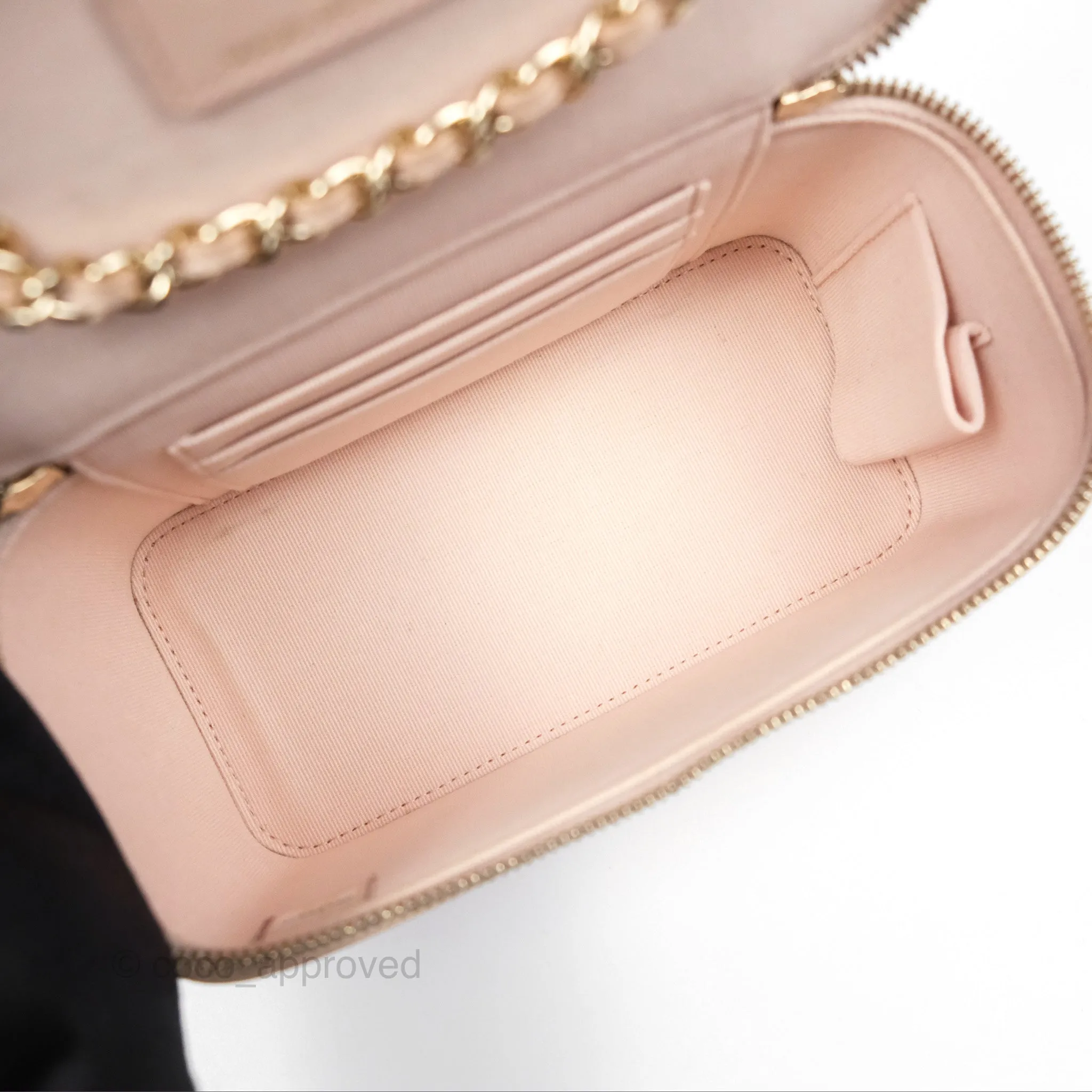 Chanel Vanity Rectangular With Chain Pink Caviar Gold Hardware
