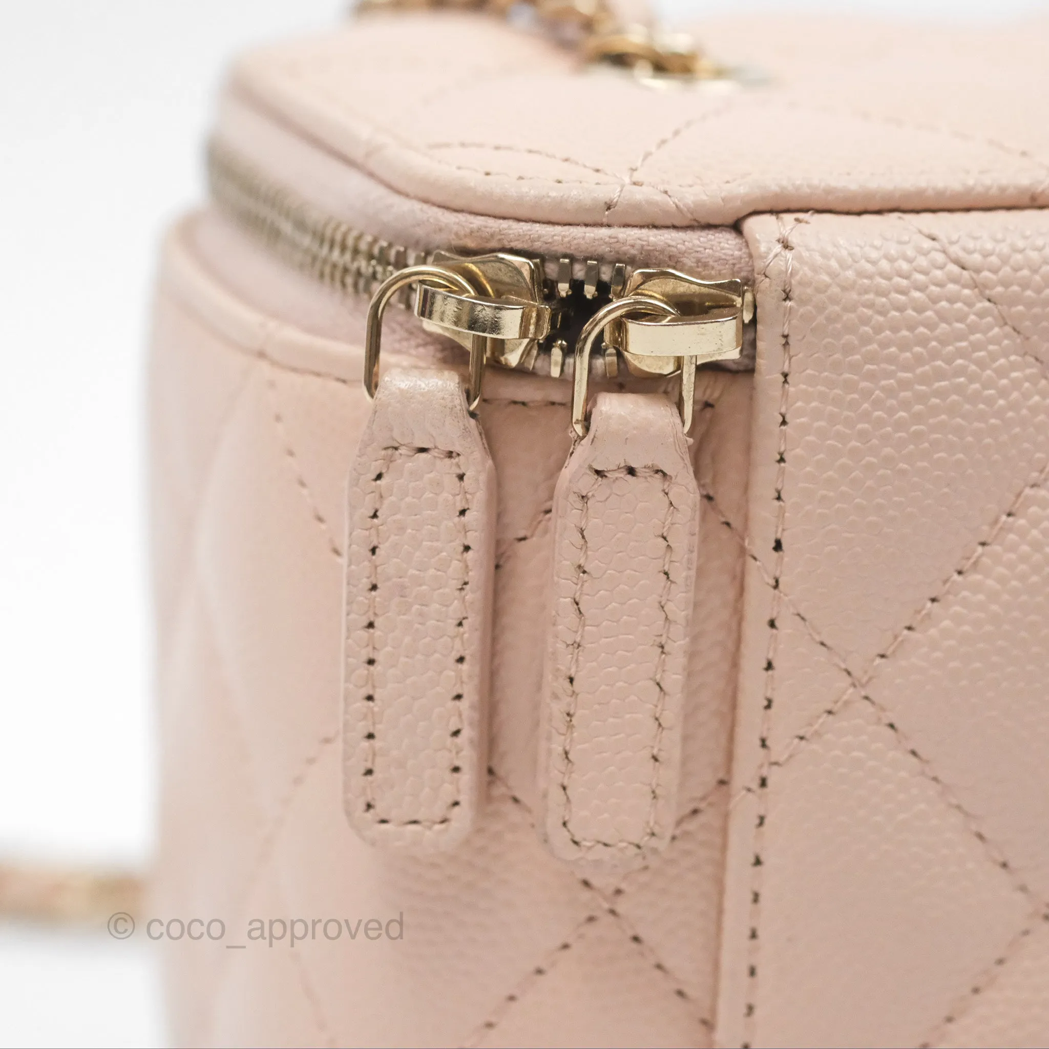 Chanel Vanity Rectangular With Chain Pink Caviar Gold Hardware