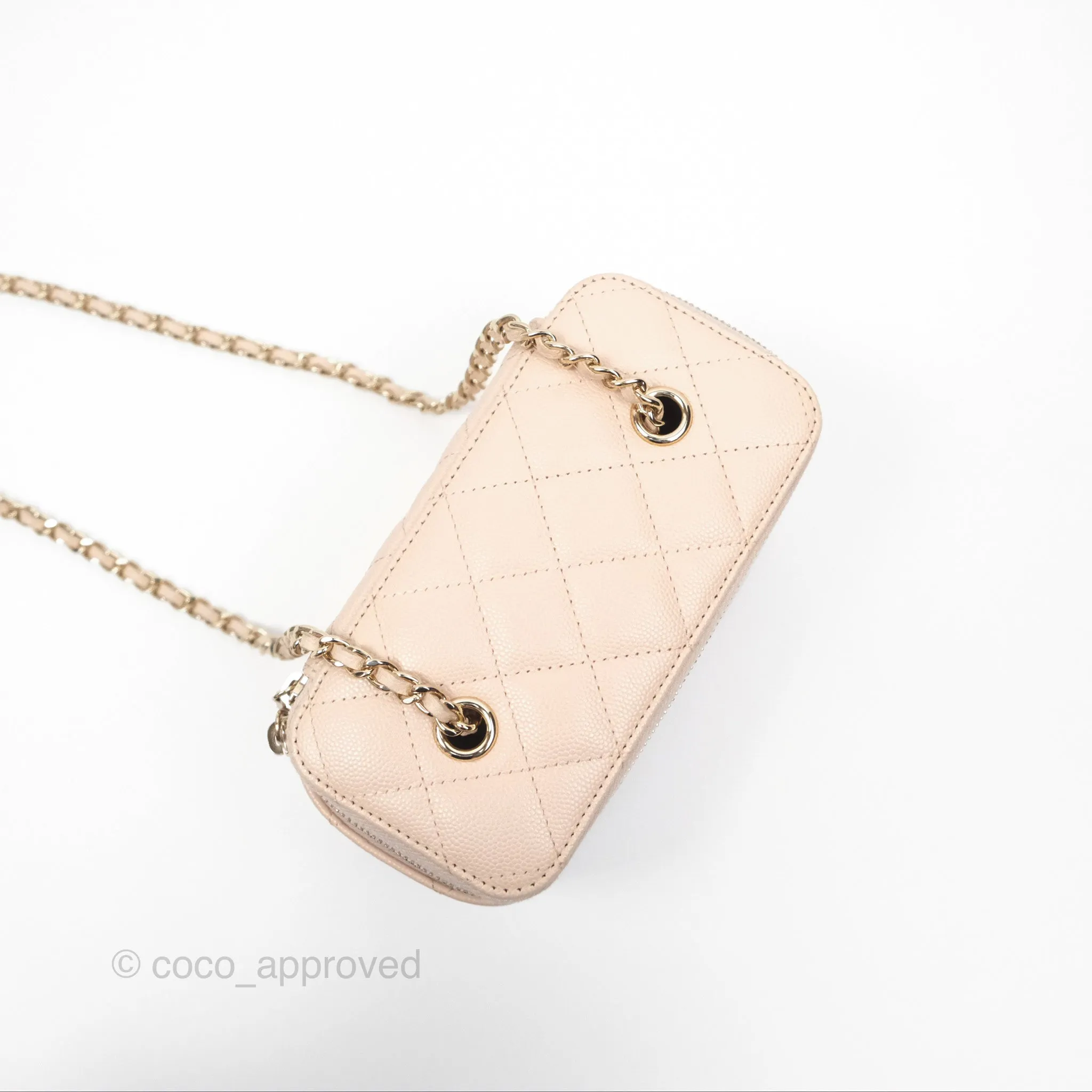 Chanel Vanity Rectangular With Chain Pink Caviar Gold Hardware