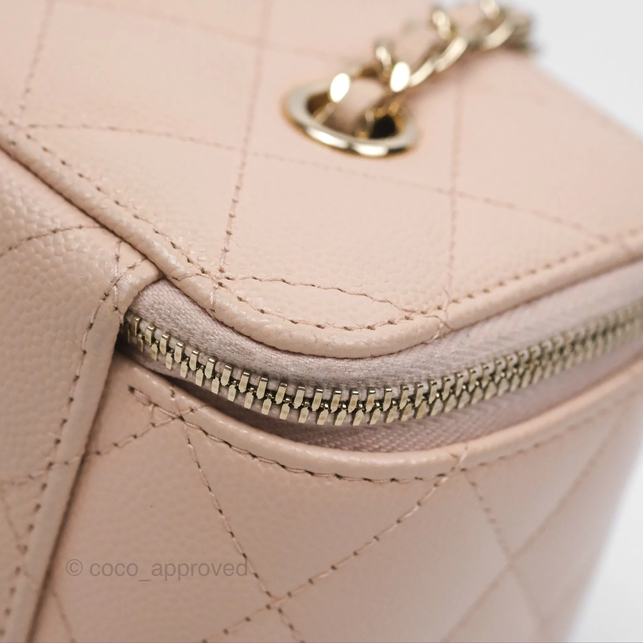Chanel Vanity Rectangular With Chain Pink Caviar Gold Hardware