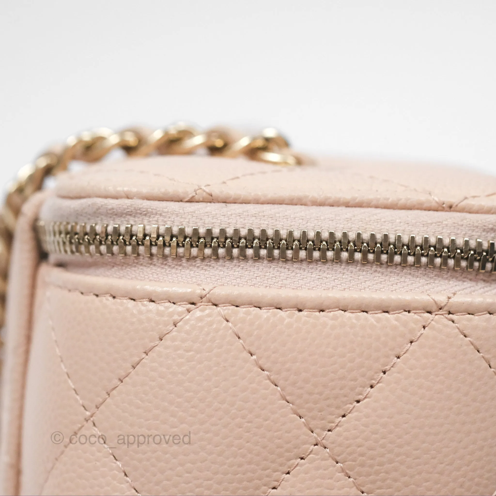 Chanel Vanity Rectangular With Chain Pink Caviar Gold Hardware