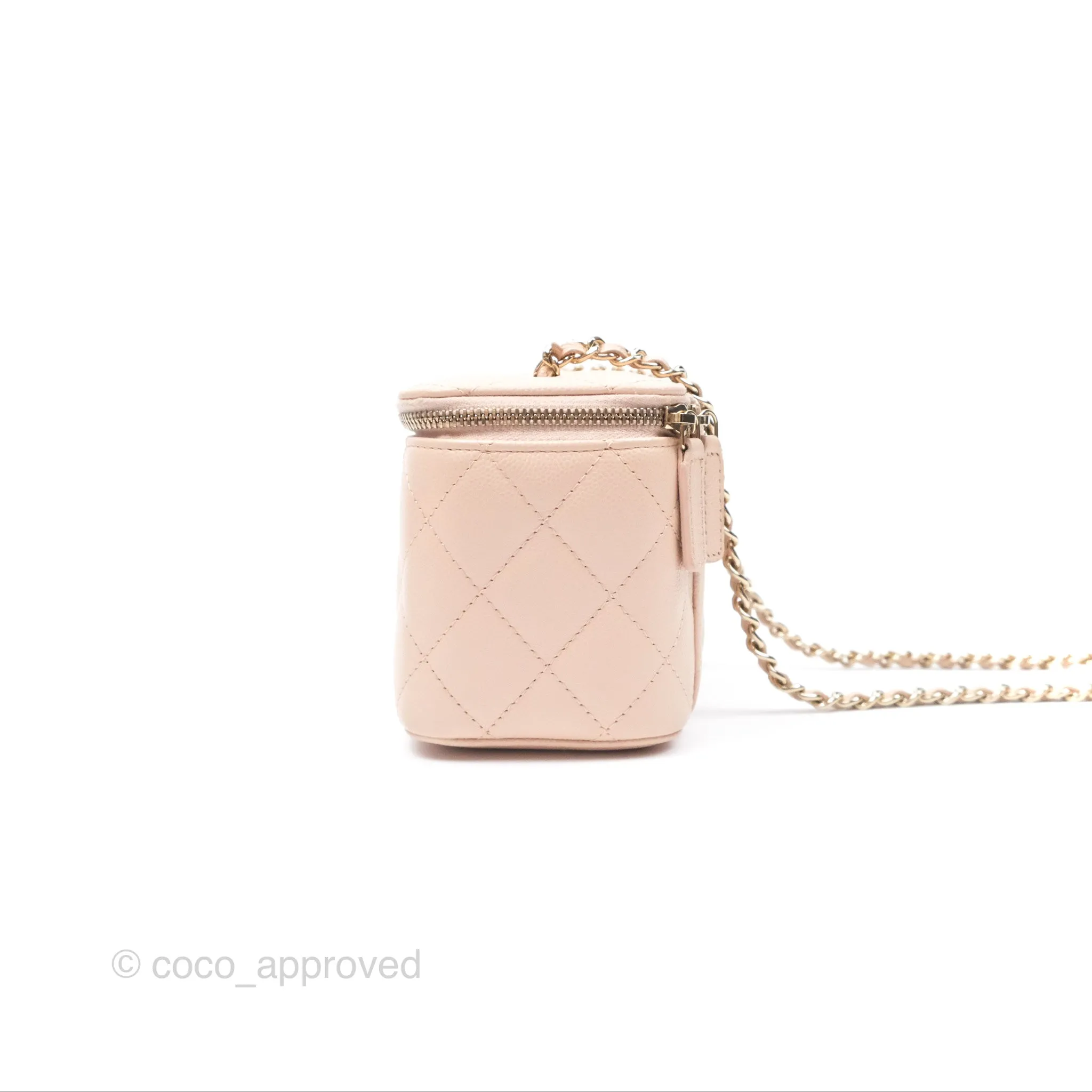 Chanel Vanity Rectangular With Chain Pink Caviar Gold Hardware