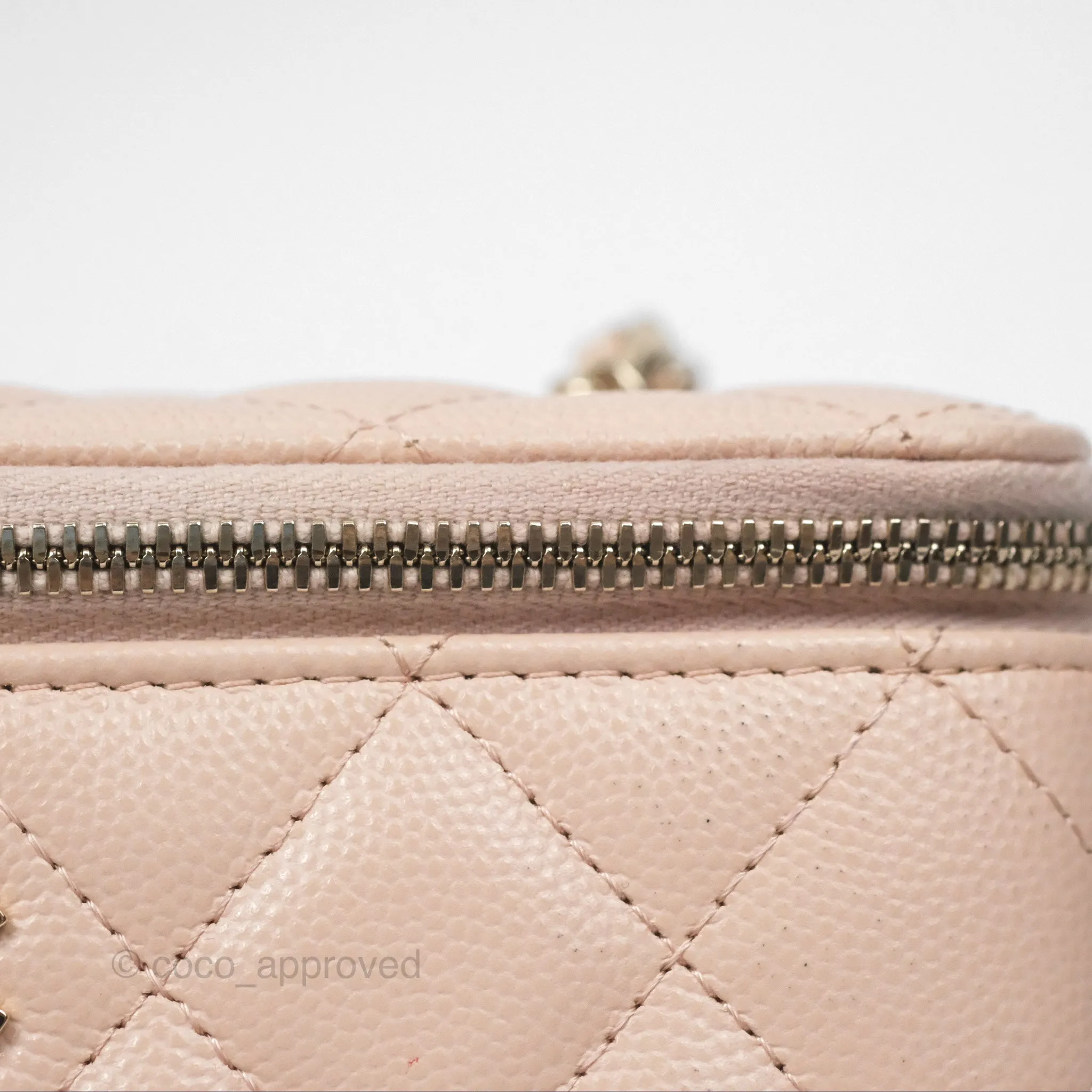 Chanel Vanity Rectangular With Chain Pink Caviar Gold Hardware
