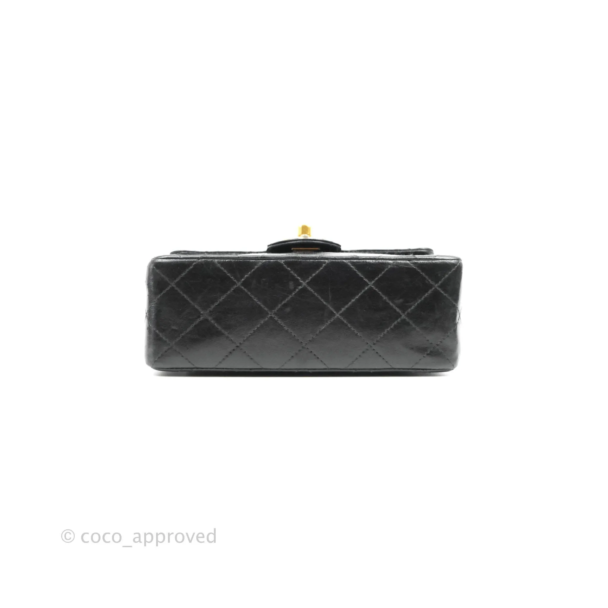 Chanel Vintage Mini Square Black Lambskin 24K Gold Hardware