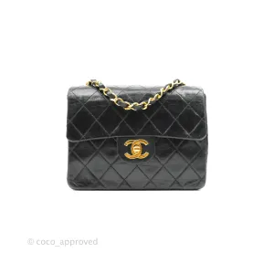 Chanel Vintage Mini Square Black Lambskin 24K Gold Hardware