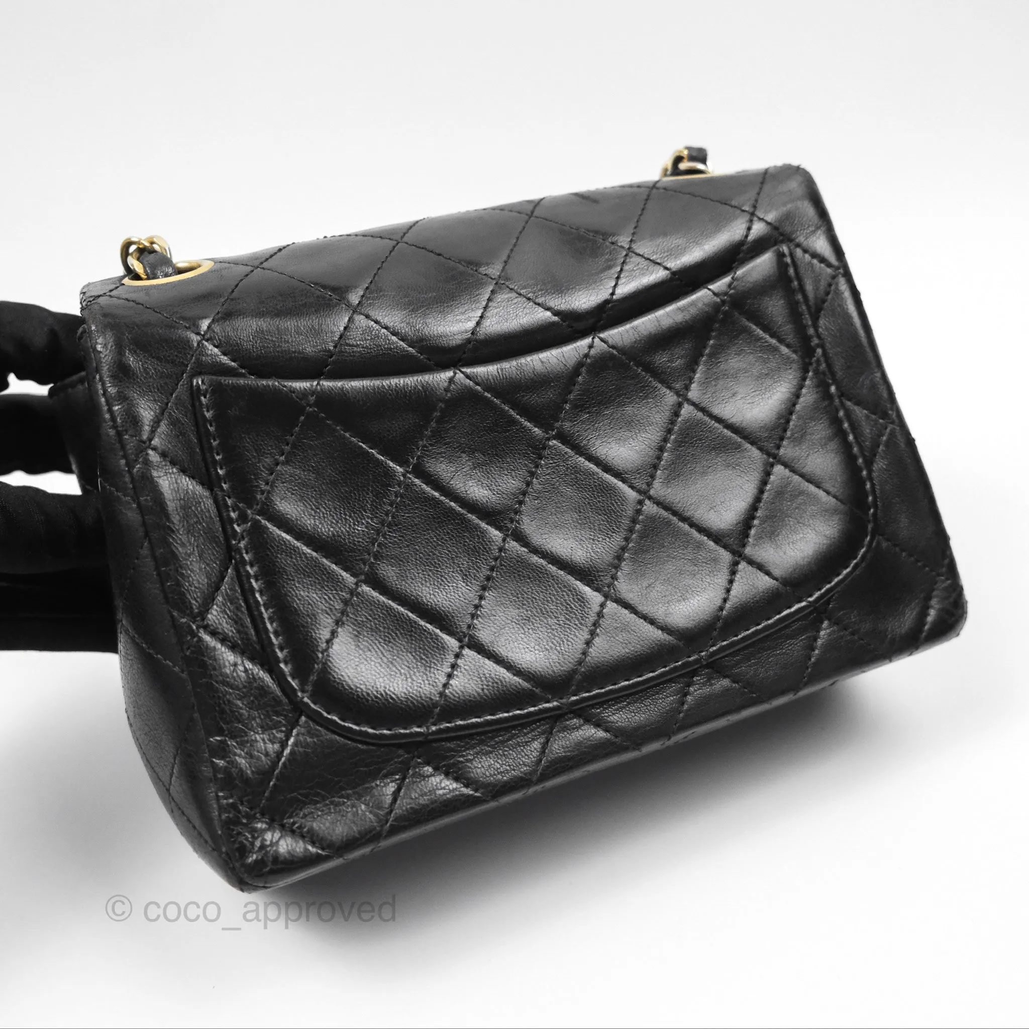 Chanel Vintage Mini Square Black Lambskin 24K Gold Hardware