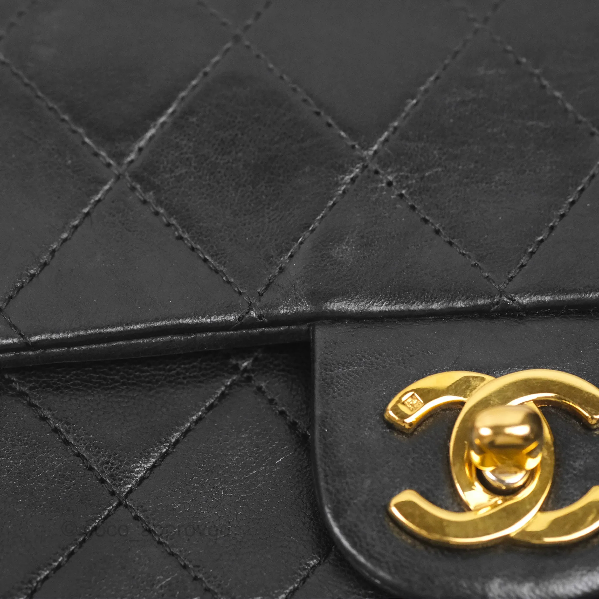 Chanel Vintage Mini Square Black Lambskin 24K Gold Hardware