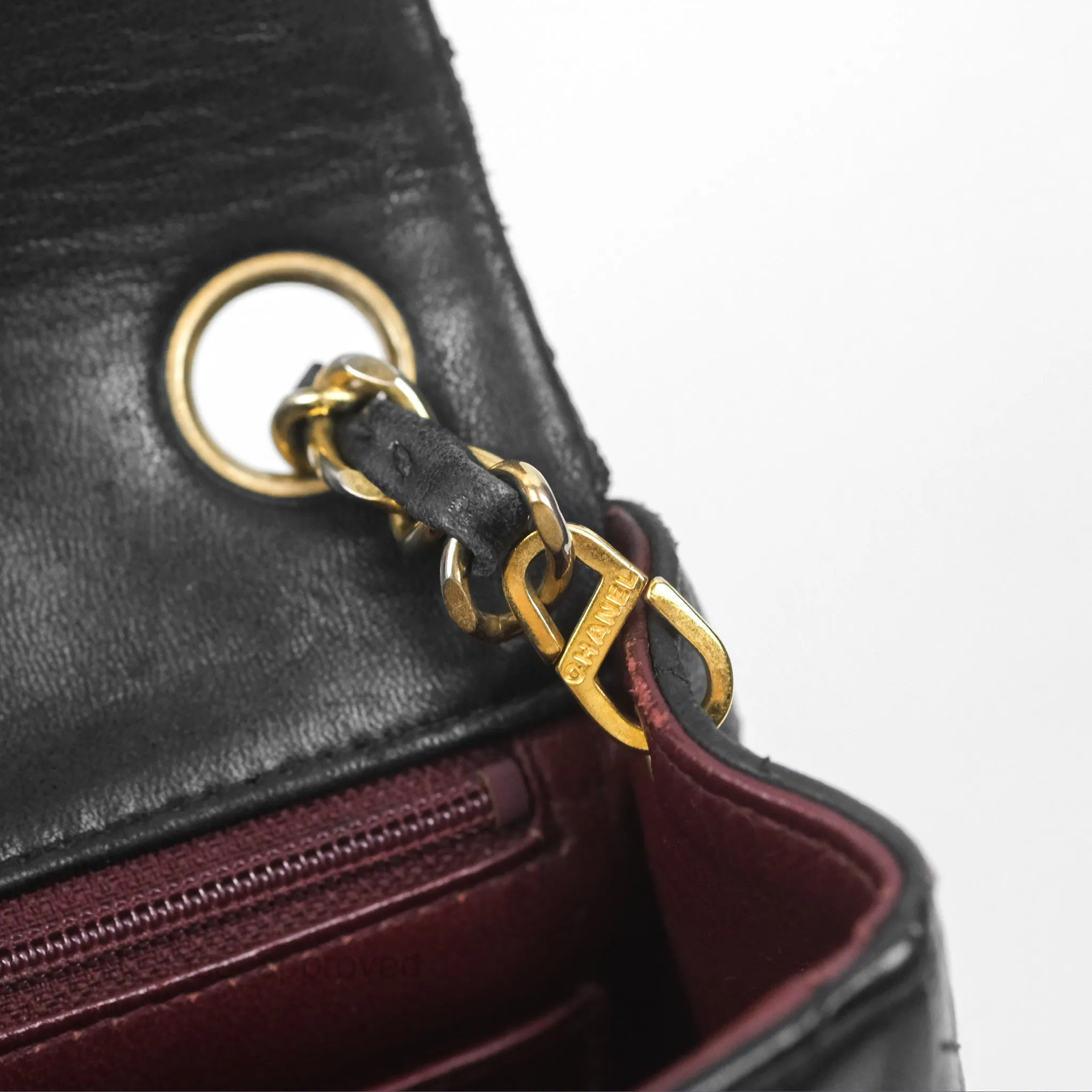 Chanel Vintage Mini Square Black Lambskin 24K Gold Hardware