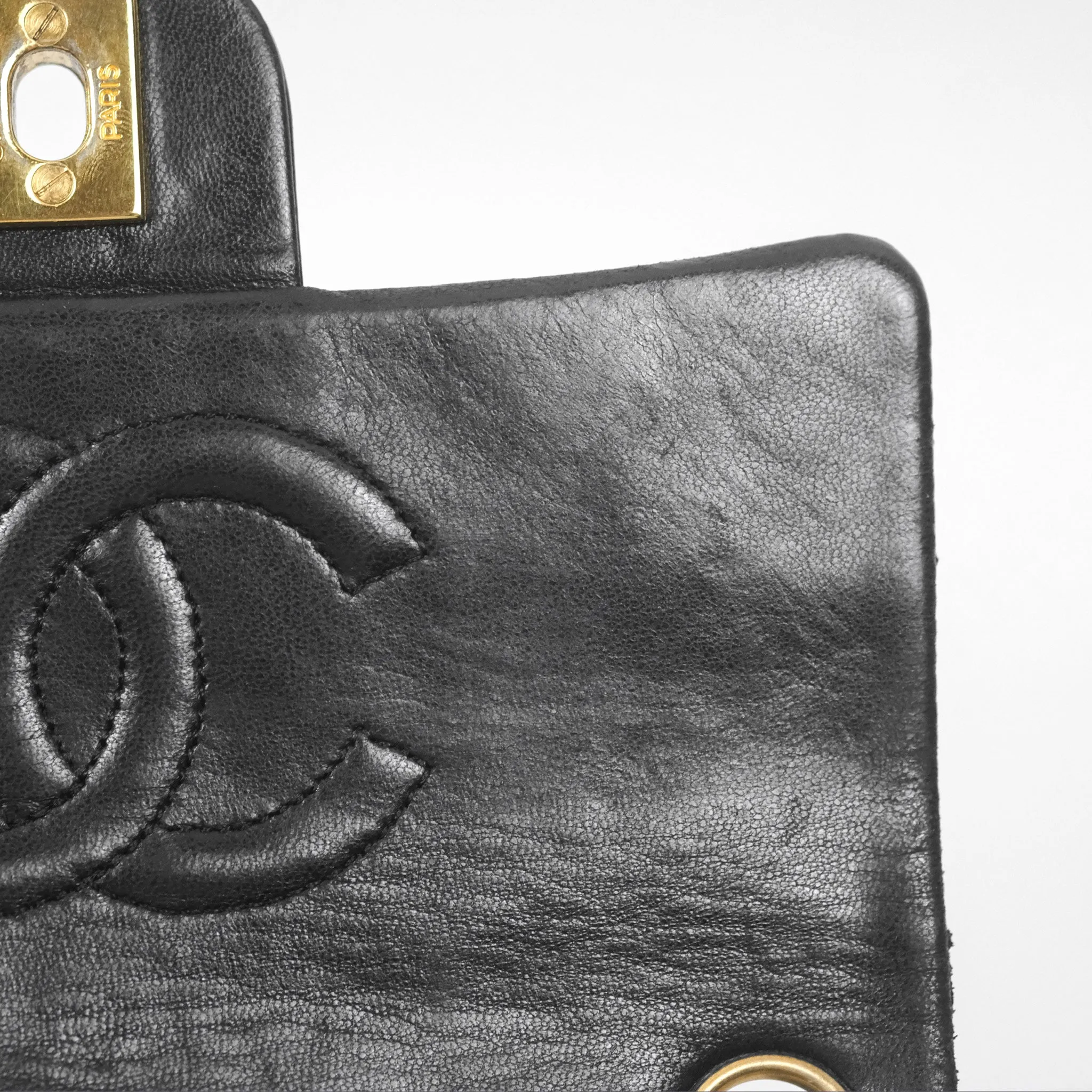 Chanel Vintage Mini Square Black Lambskin 24K Gold Hardware