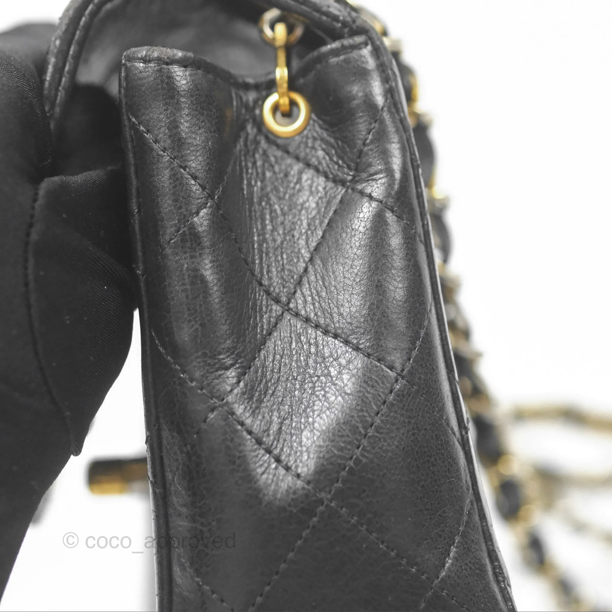 Chanel Vintage Mini Square Black Lambskin 24K Gold Hardware