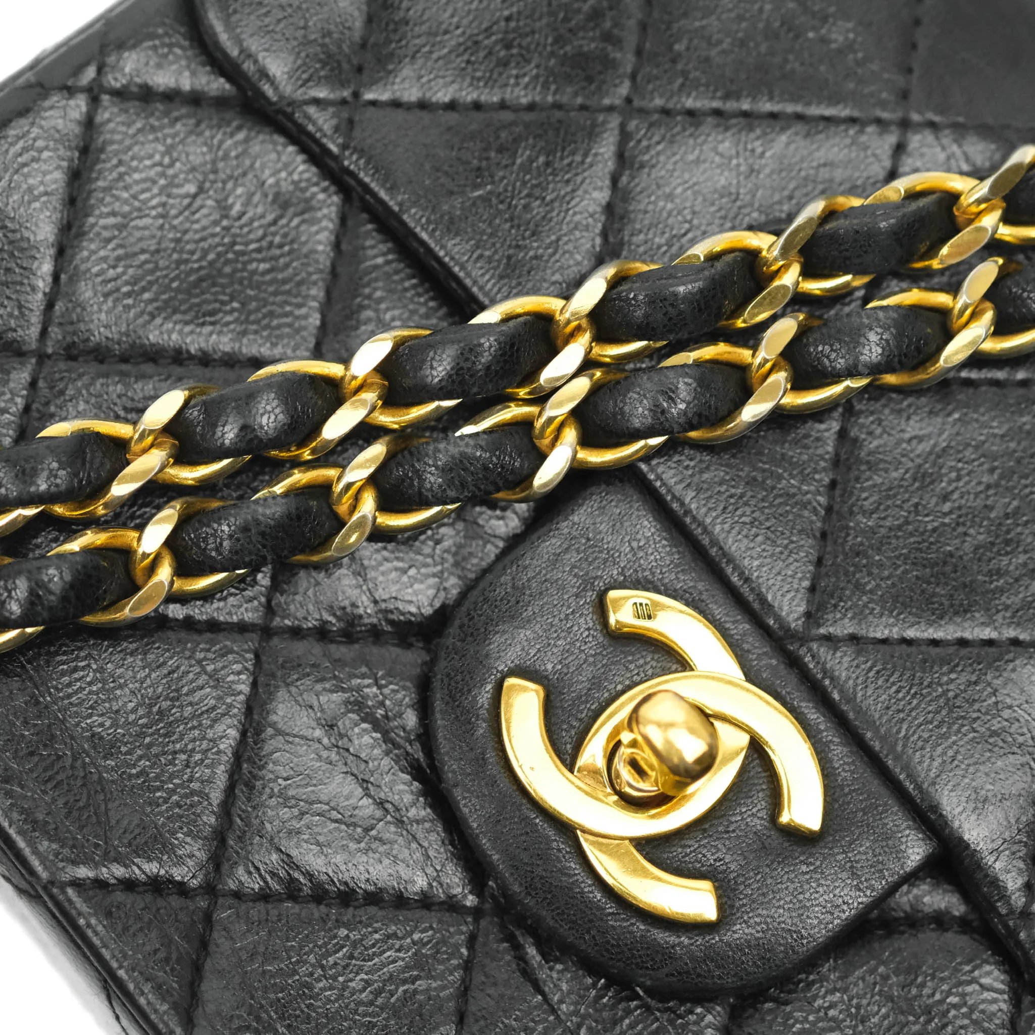 Chanel Vintage Mini Square Black Lambskin 24K Gold Hardware