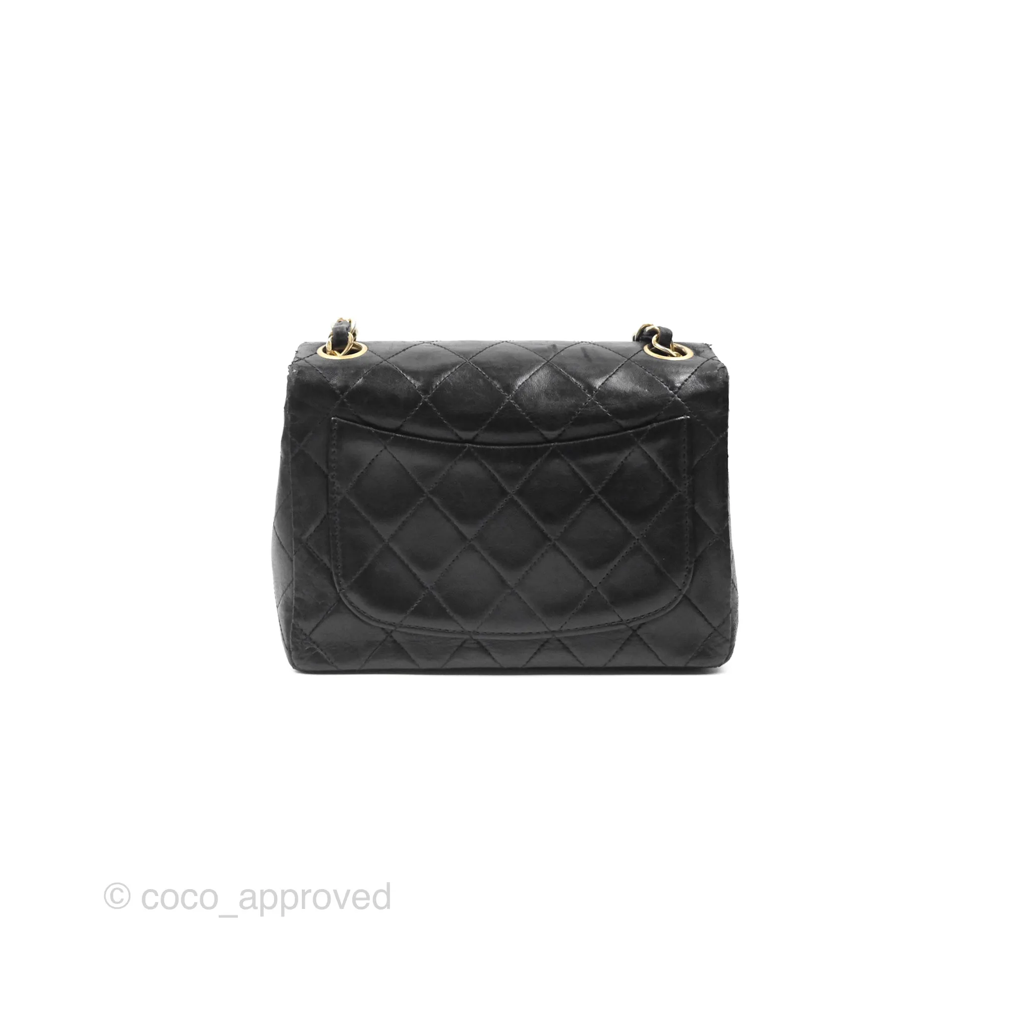 Chanel Vintage Mini Square Black Lambskin 24K Gold Hardware