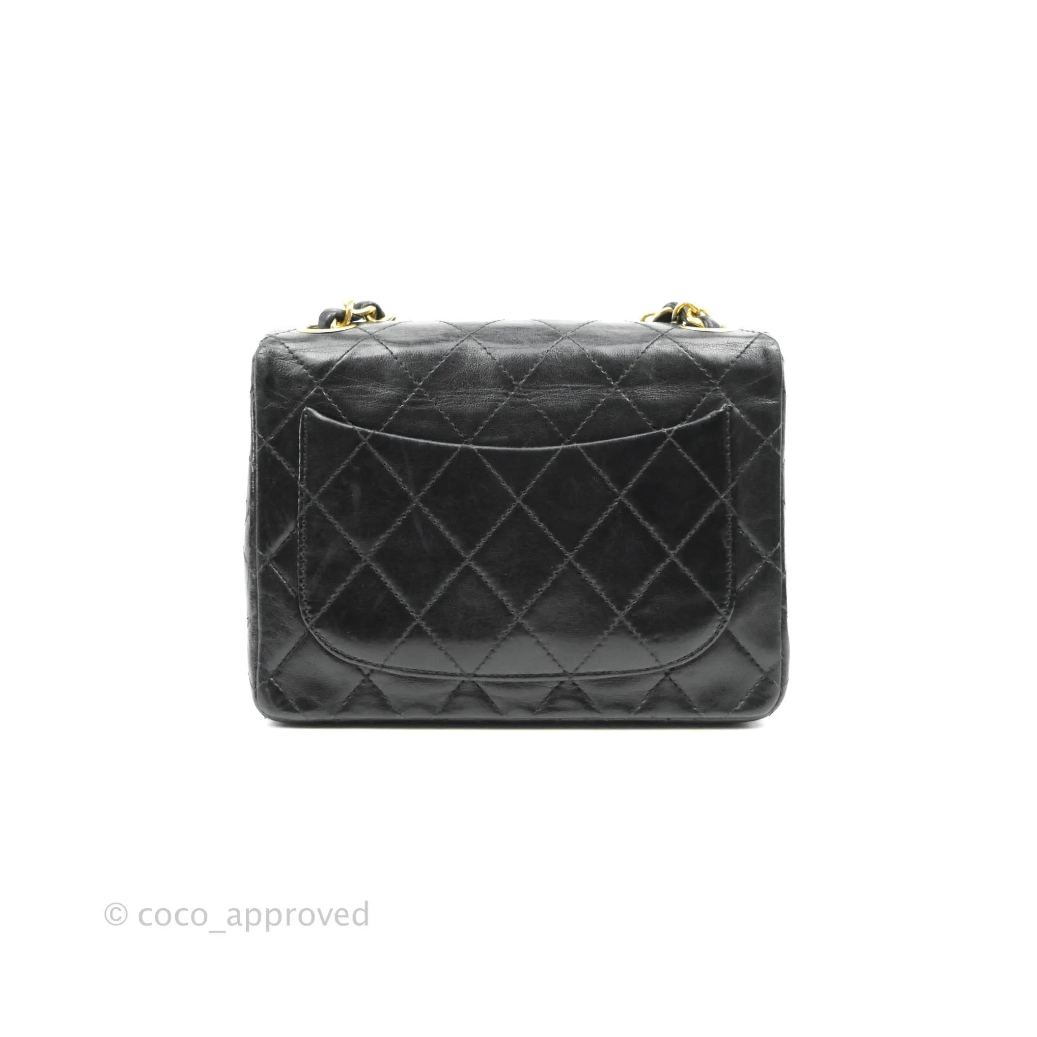 Chanel Vintage Mini Square Black Lambskin 24K Gold Hardware