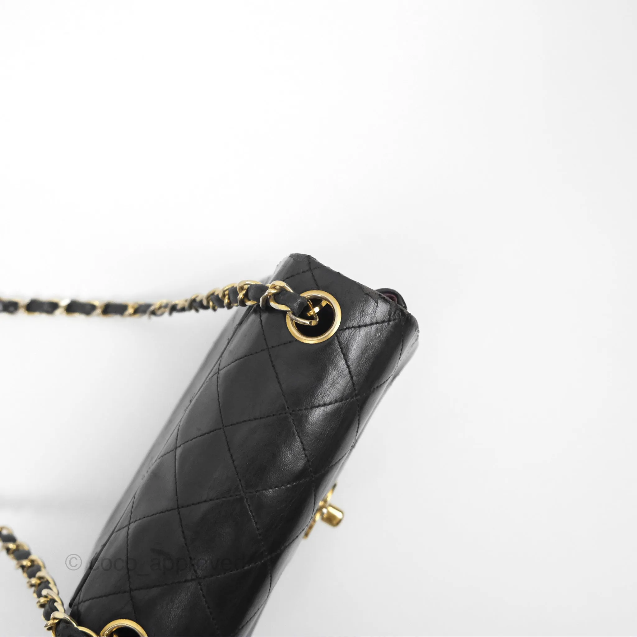Chanel Vintage Mini Square Black Lambskin 24K Gold Hardware