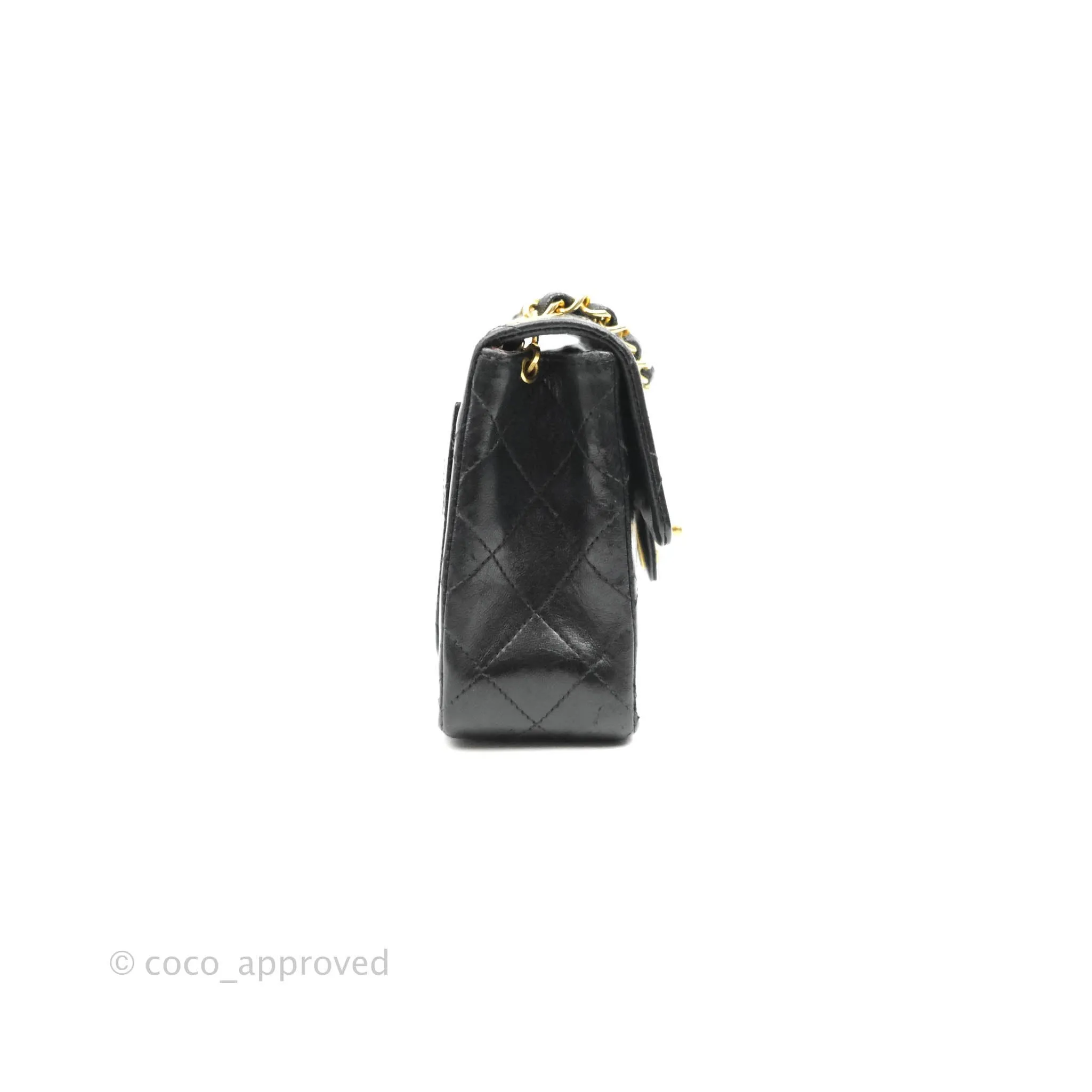 Chanel Vintage Mini Square Black Lambskin 24K Gold Hardware
