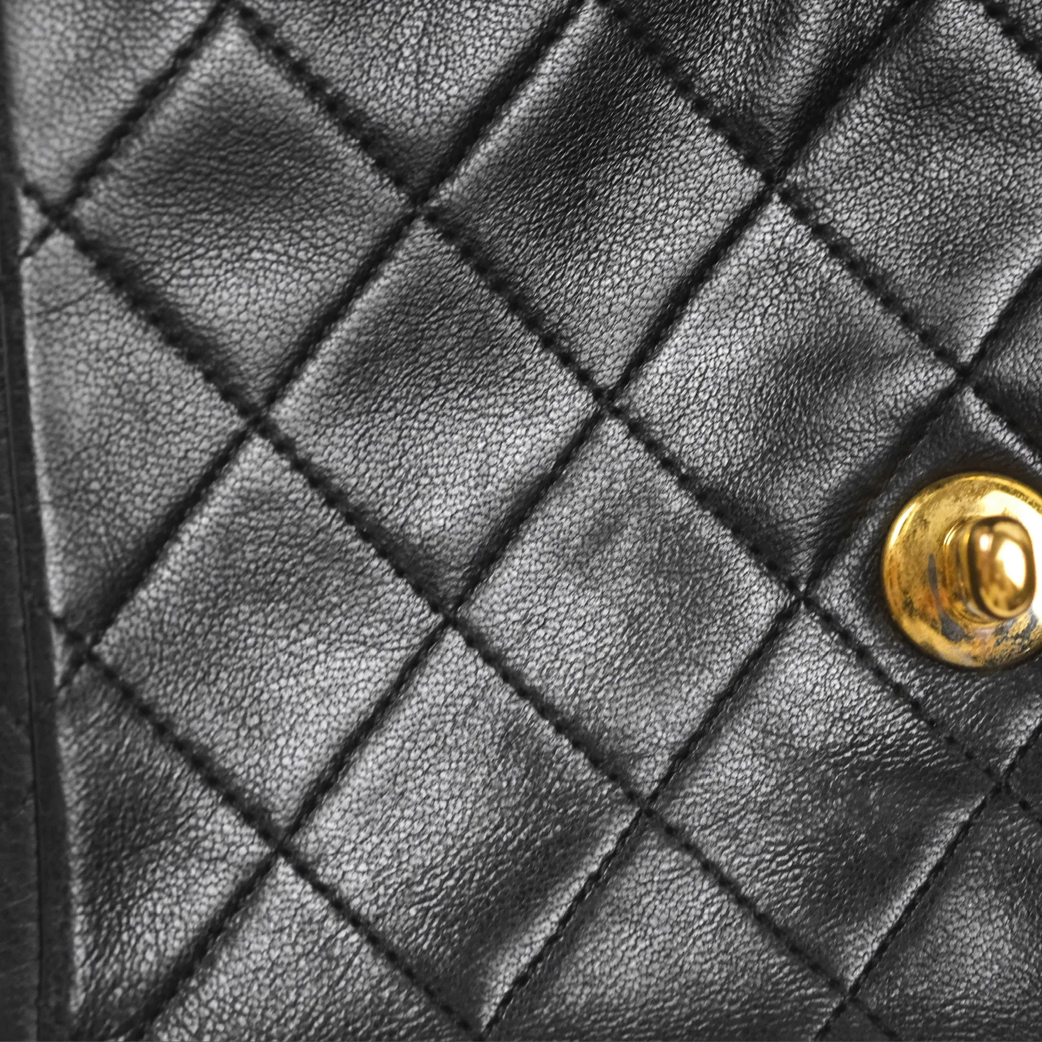 Chanel Vintage Mini Square Black Lambskin 24K Gold Hardware