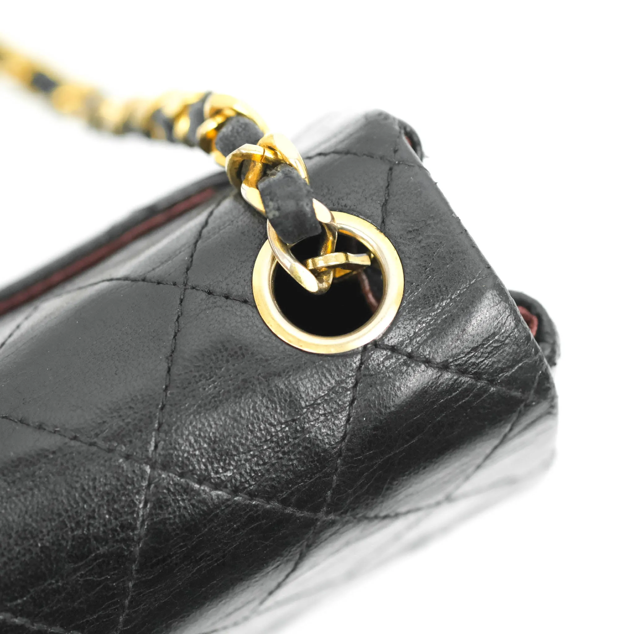 Chanel Vintage Mini Square Black Lambskin 24K Gold Hardware