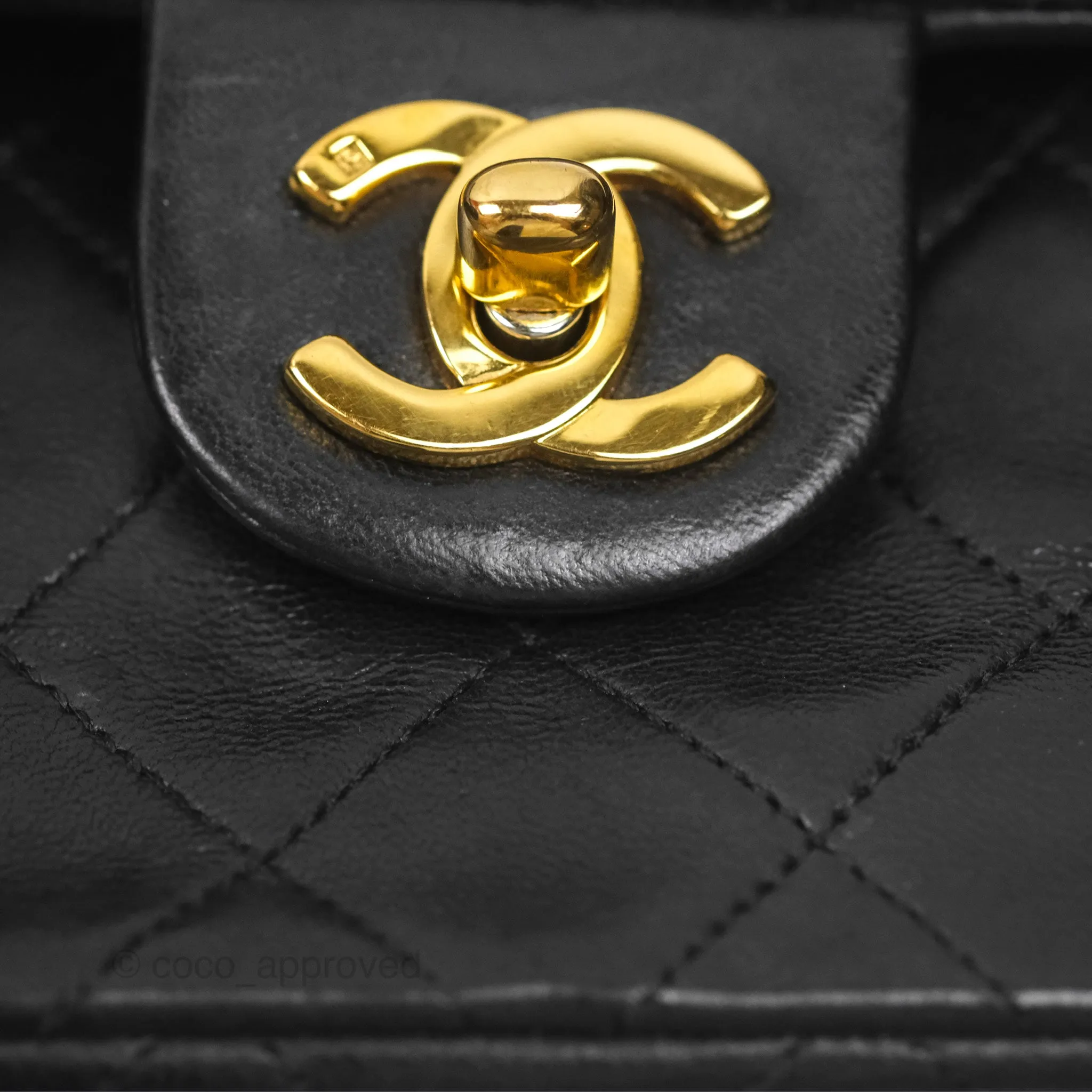 Chanel Vintage Mini Square Black Lambskin 24K Gold Hardware