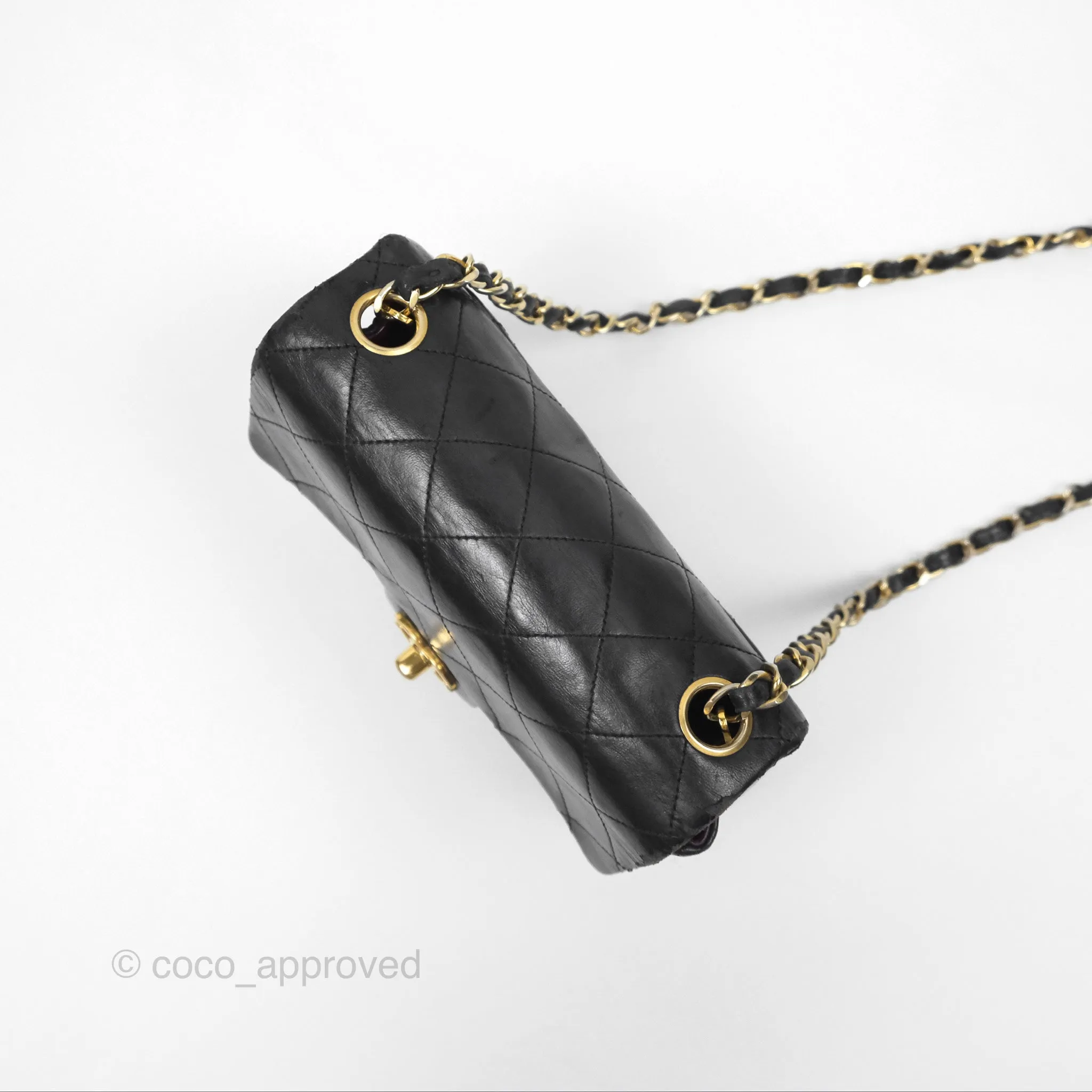 Chanel Vintage Mini Square Black Lambskin 24K Gold Hardware