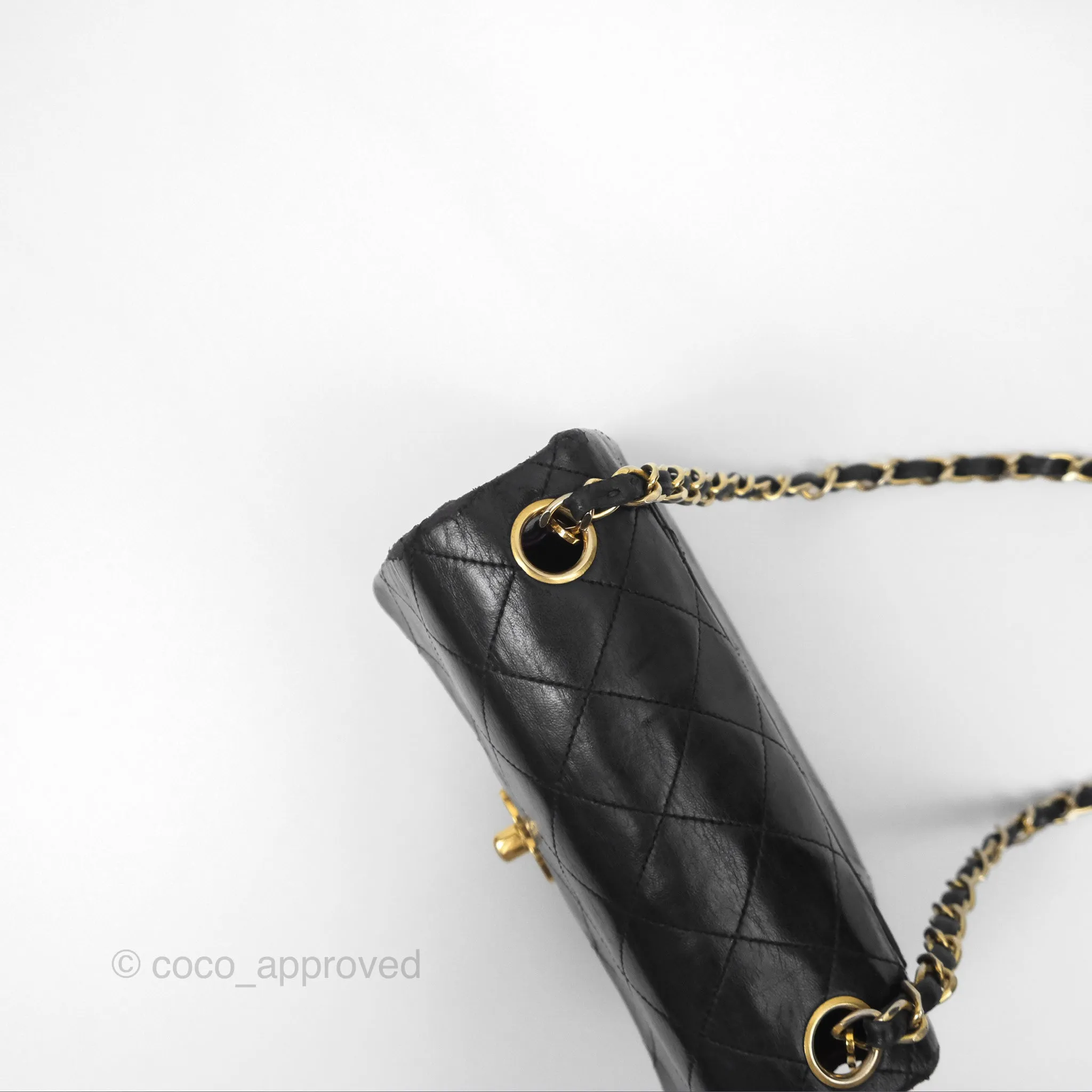 Chanel Vintage Mini Square Black Lambskin 24K Gold Hardware