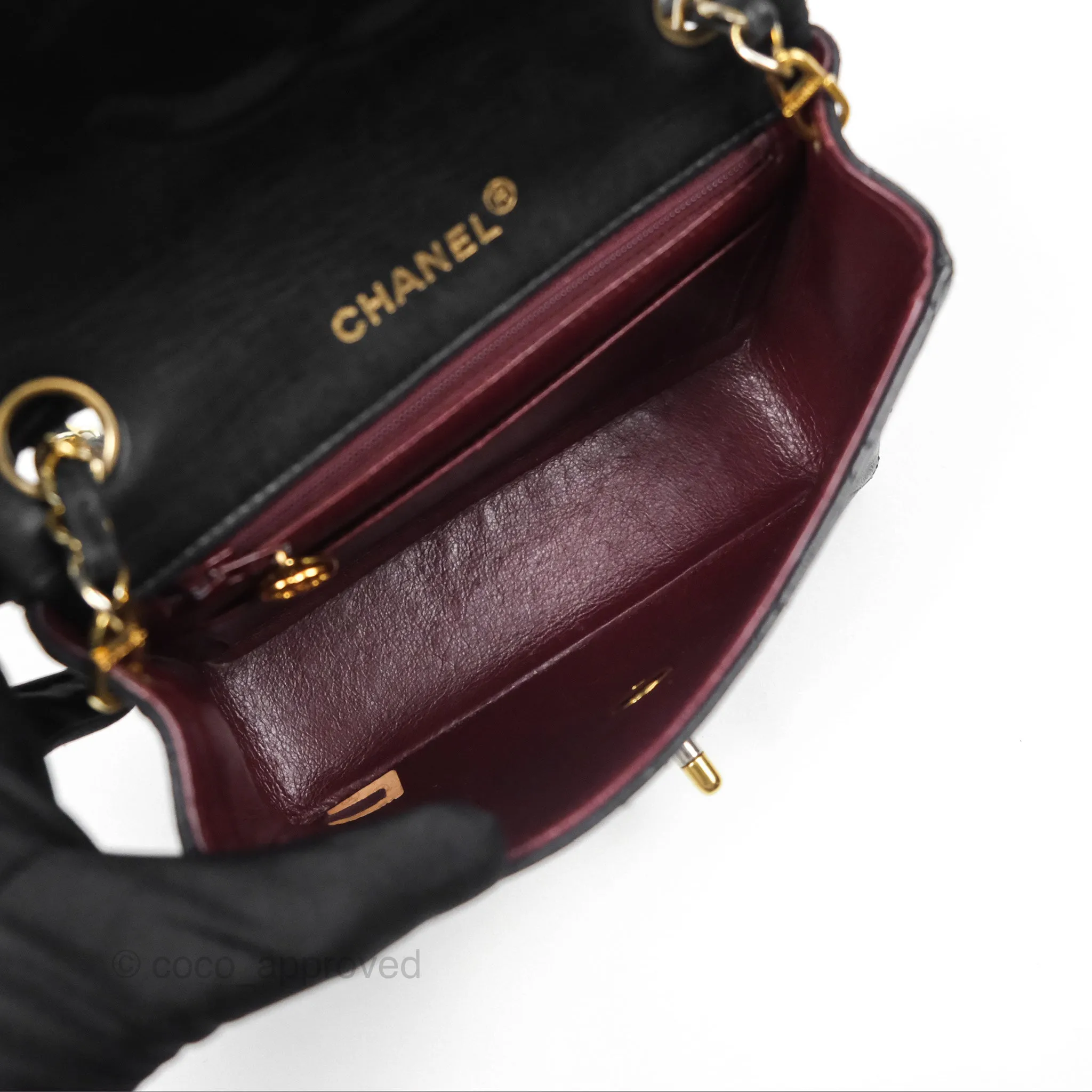 Chanel Vintage Mini Square Black Lambskin 24K Gold Hardware