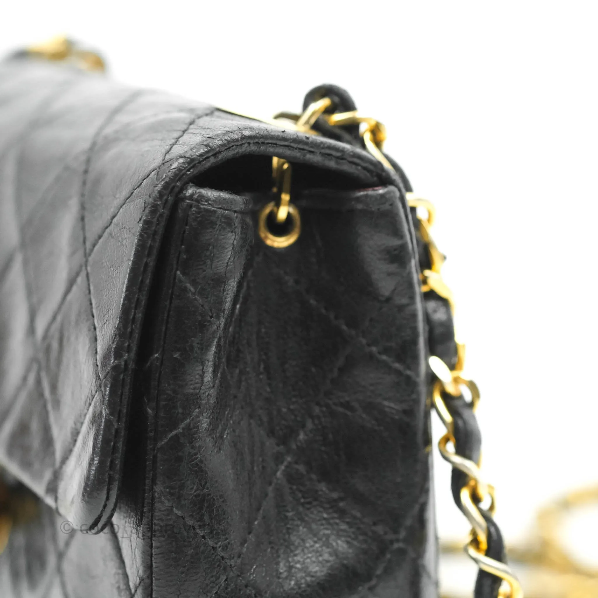 Chanel Vintage Mini Square Black Lambskin 24K Gold Hardware