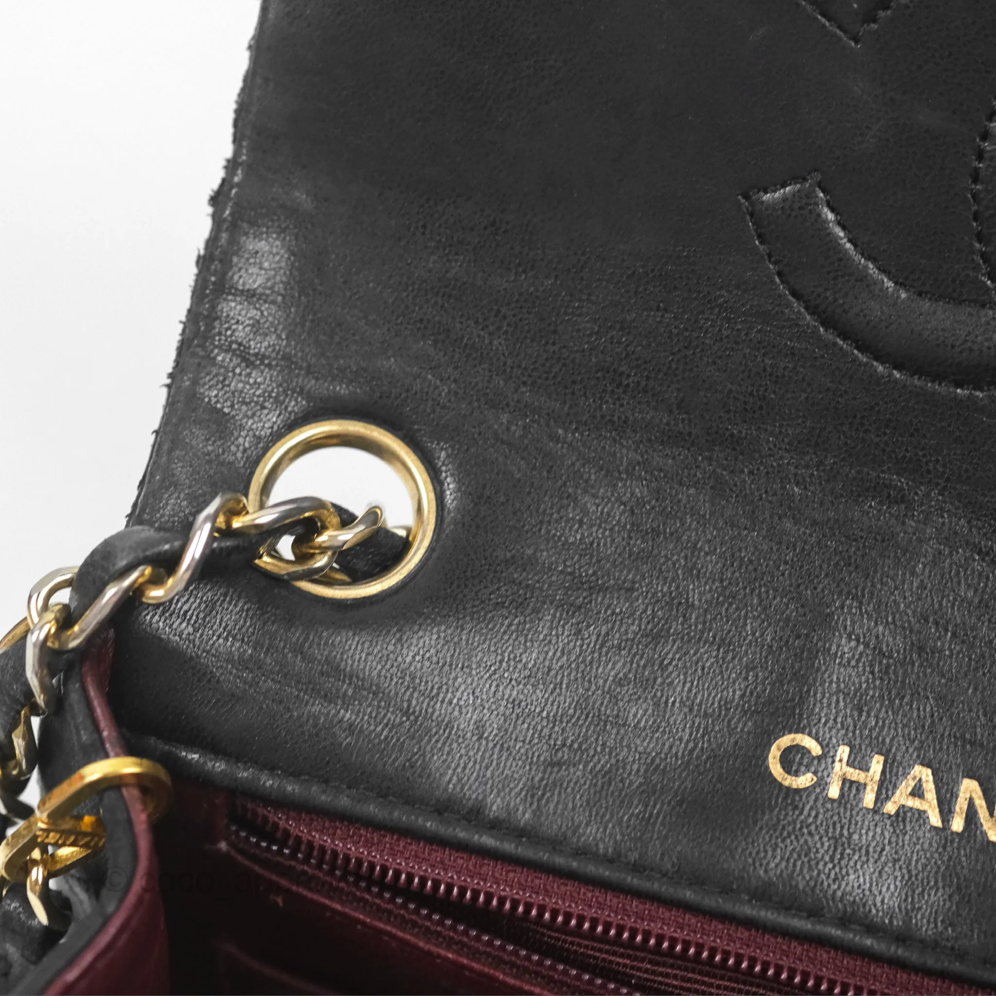 Chanel Vintage Mini Square Black Lambskin 24K Gold Hardware