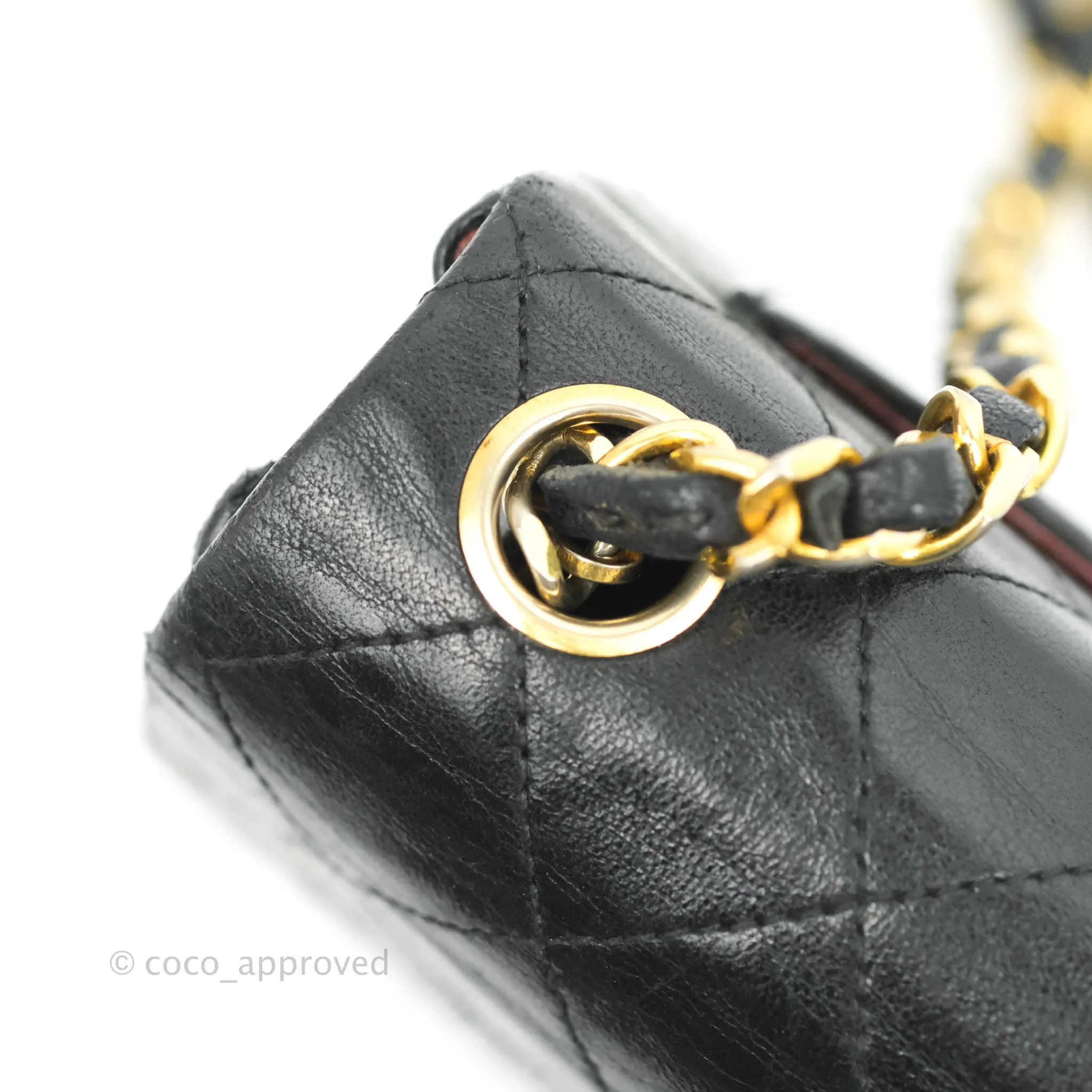 Chanel Vintage Mini Square Black Lambskin 24K Gold Hardware