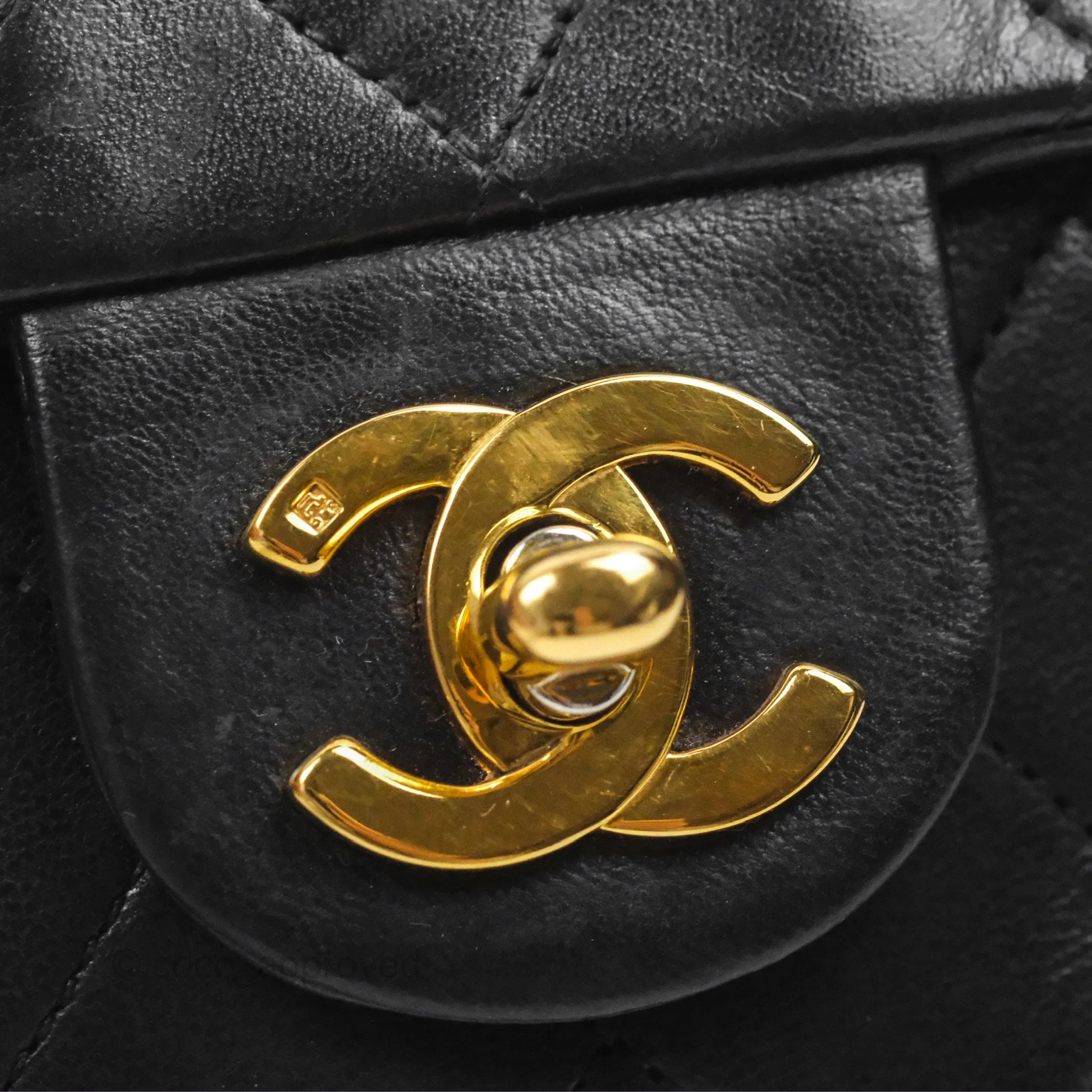Chanel Vintage Mini Square Black Lambskin 24K Gold Hardware