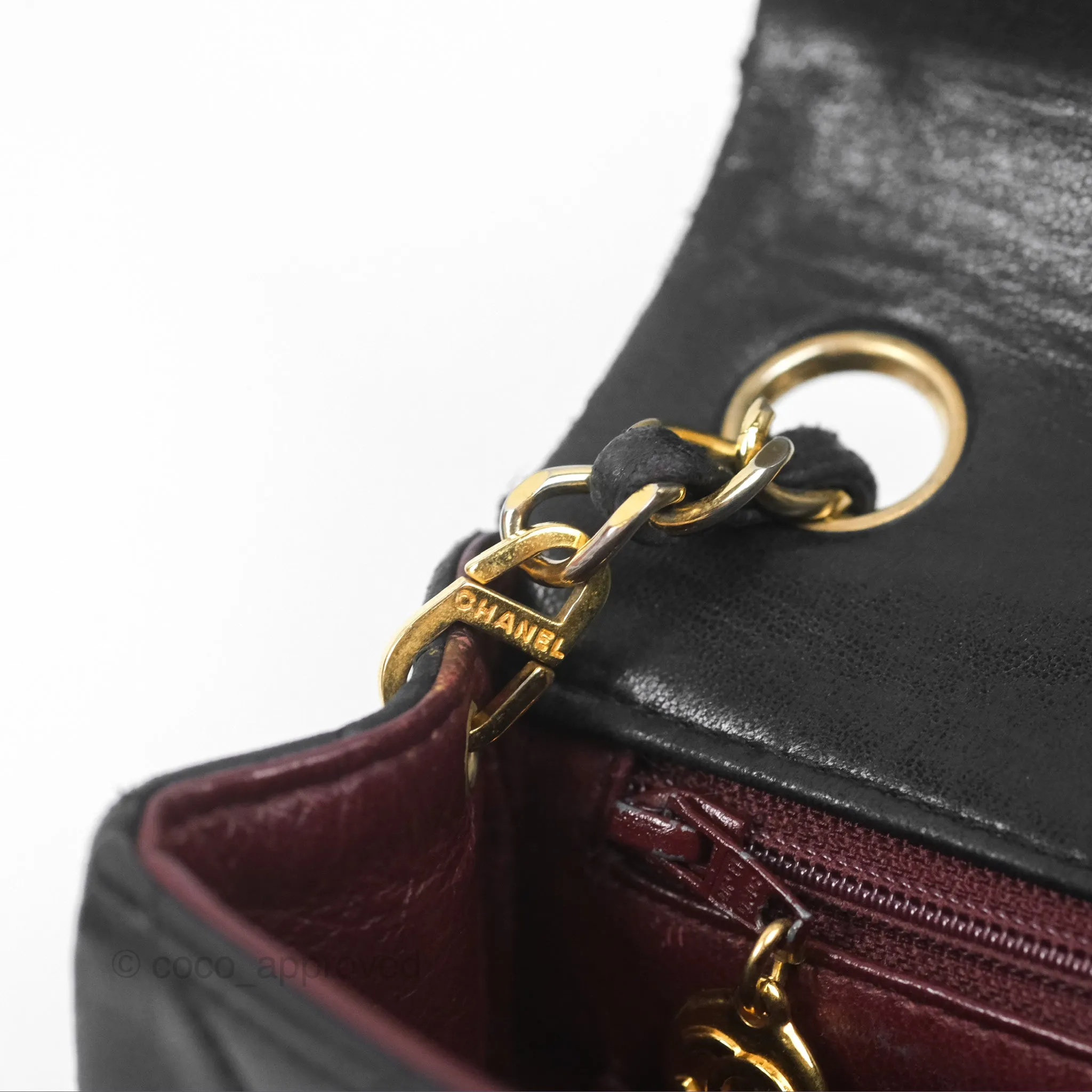 Chanel Vintage Mini Square Black Lambskin 24K Gold Hardware