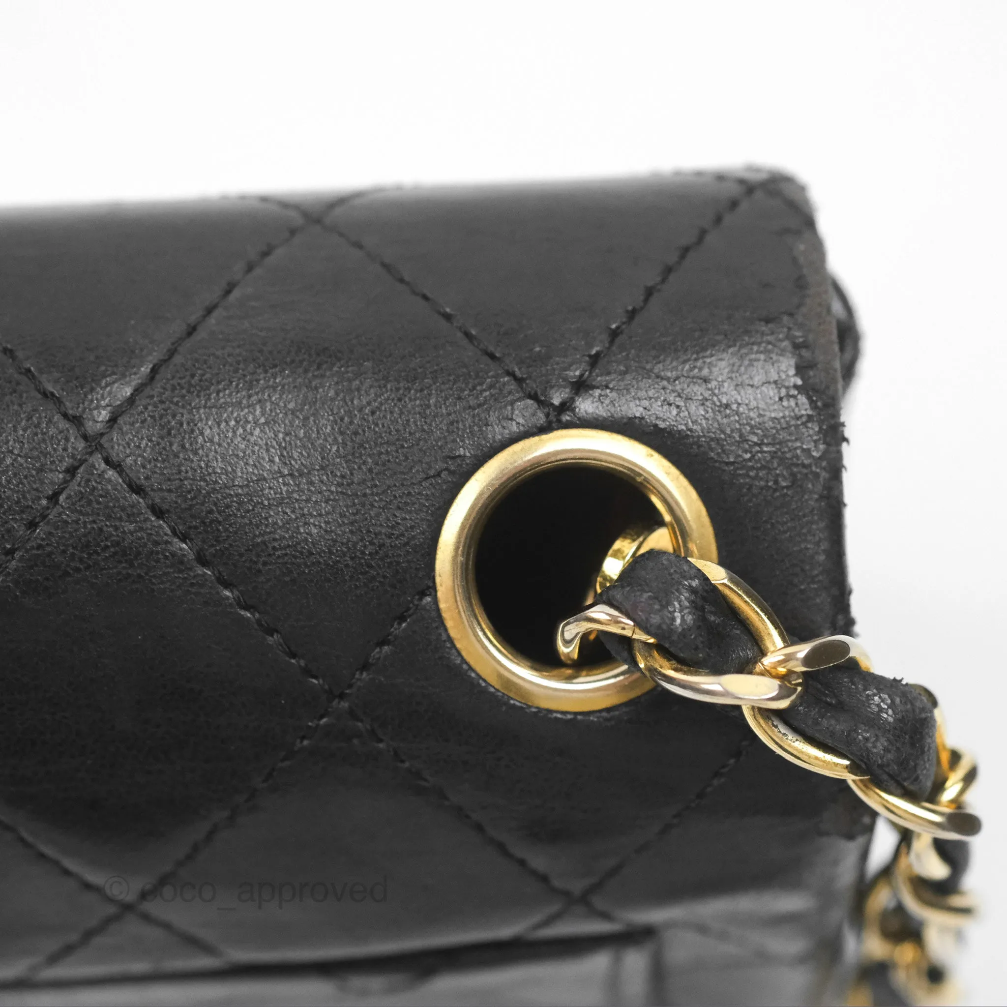 Chanel Vintage Mini Square Black Lambskin 24K Gold Hardware
