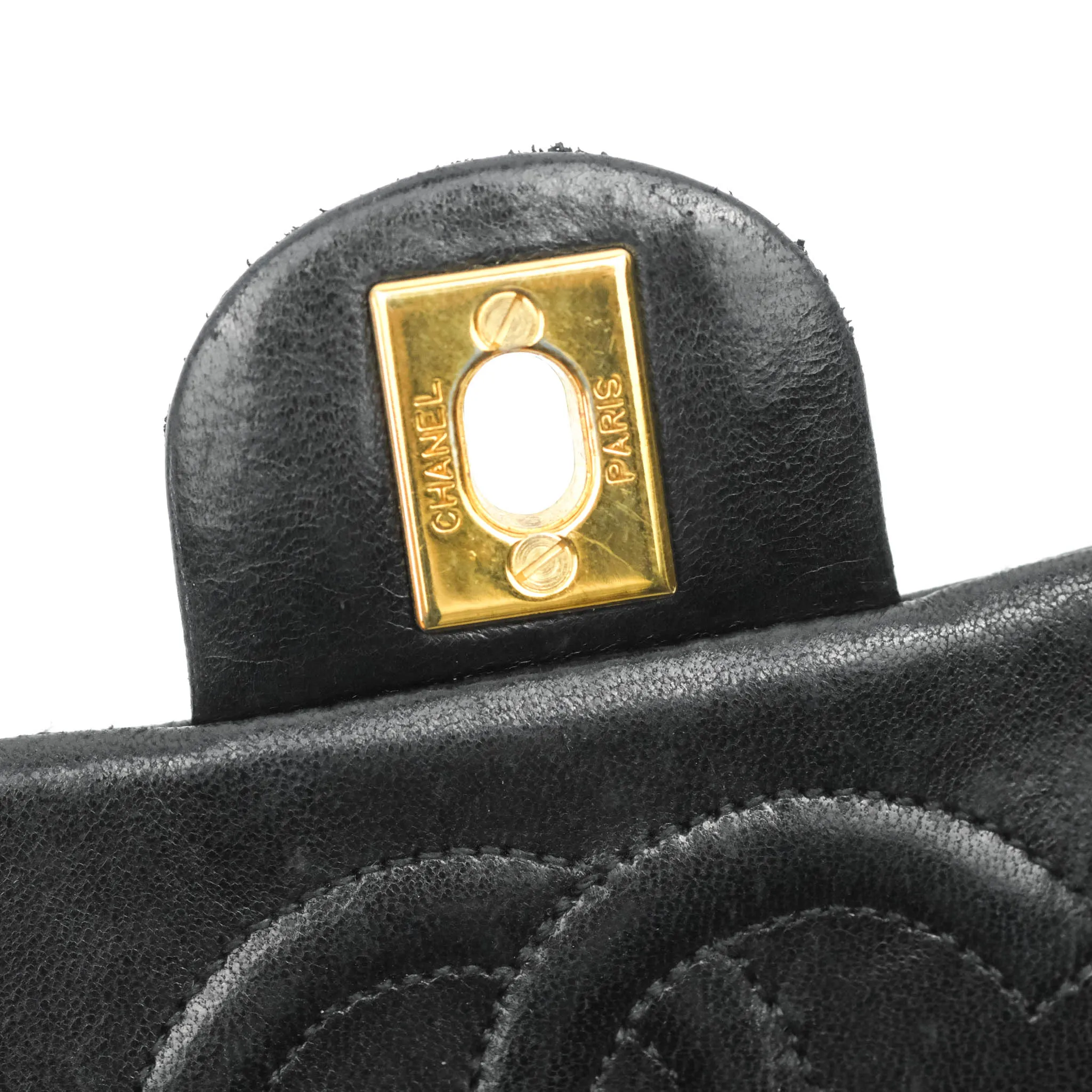 Chanel Vintage Mini Square Black Lambskin 24K Gold Hardware