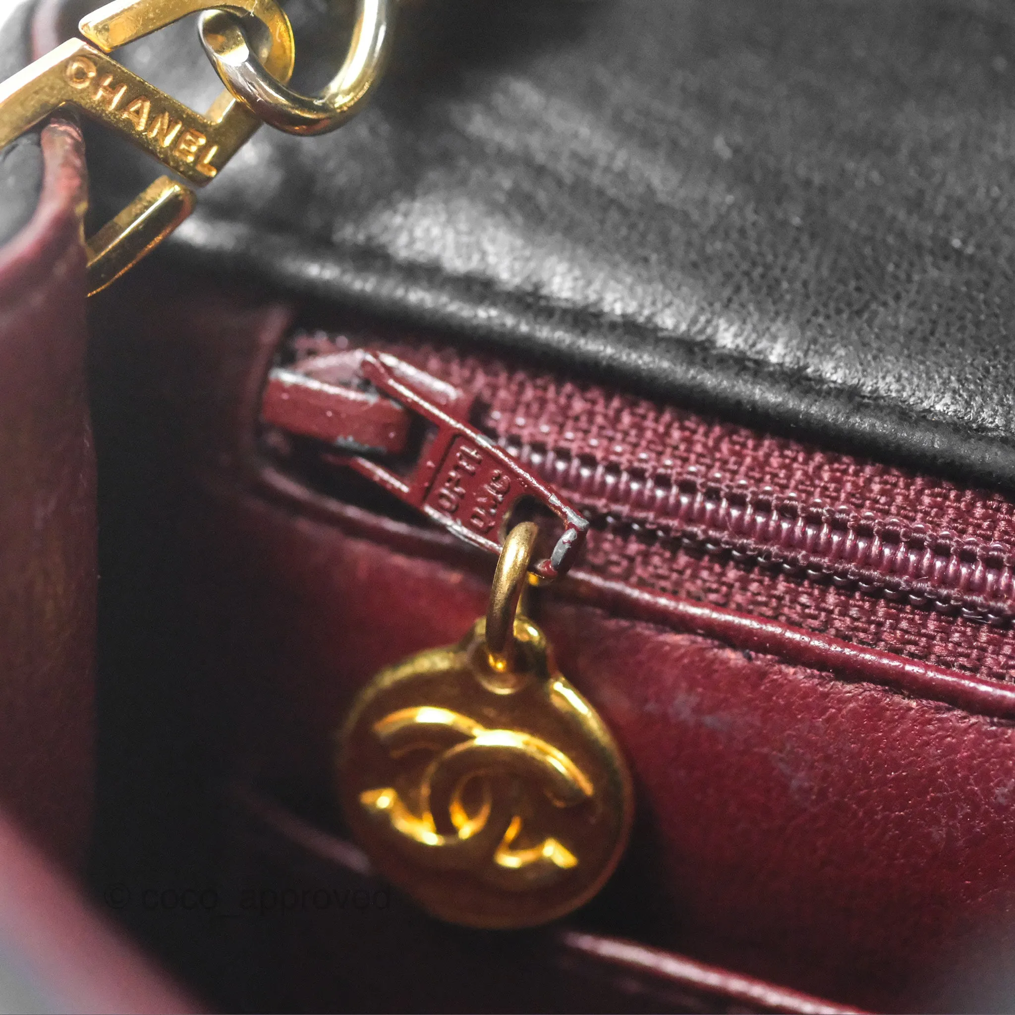 Chanel Vintage Mini Square Black Lambskin 24K Gold Hardware