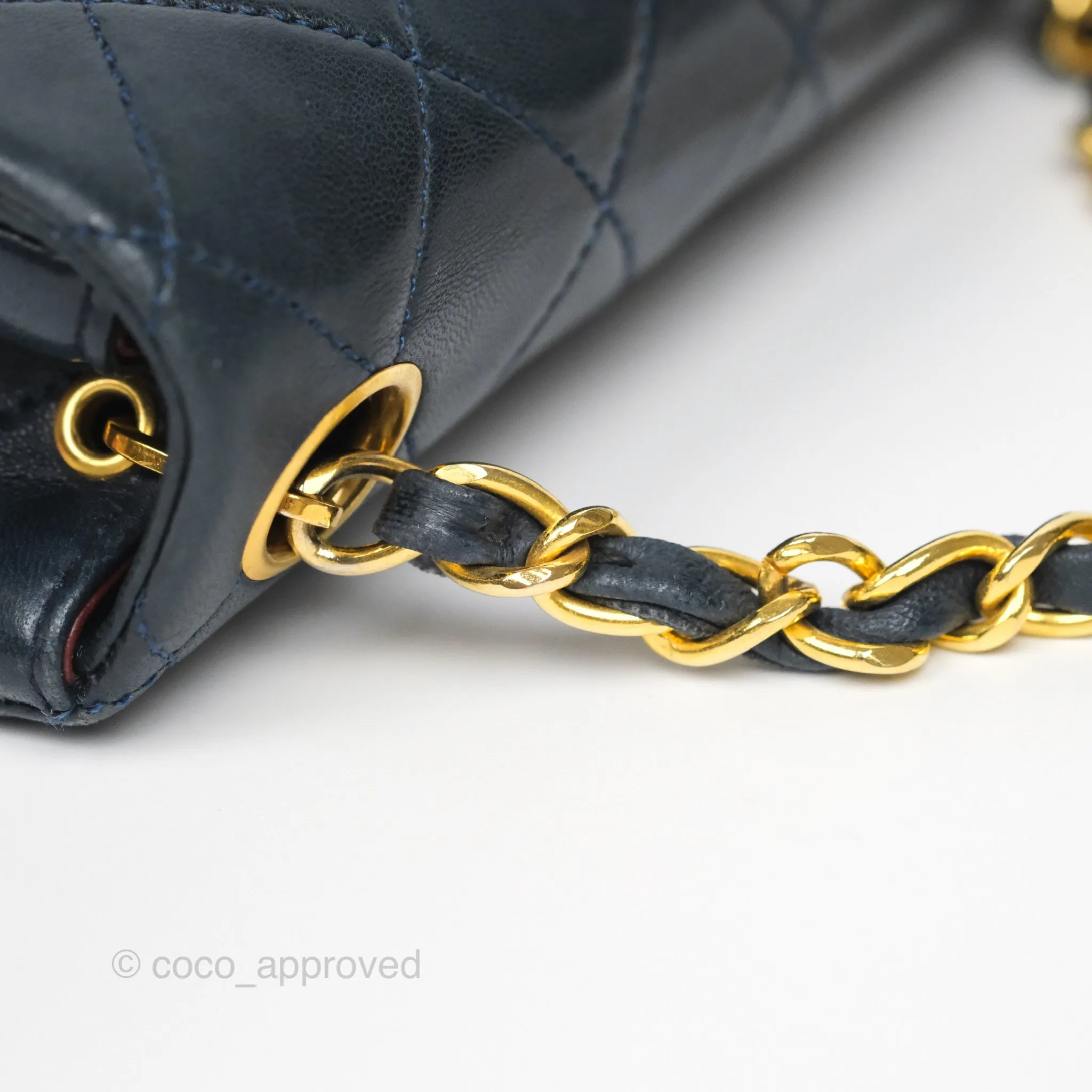 Chanel Vintage Mini Square Navy Lambskin 24K Gold Hardware