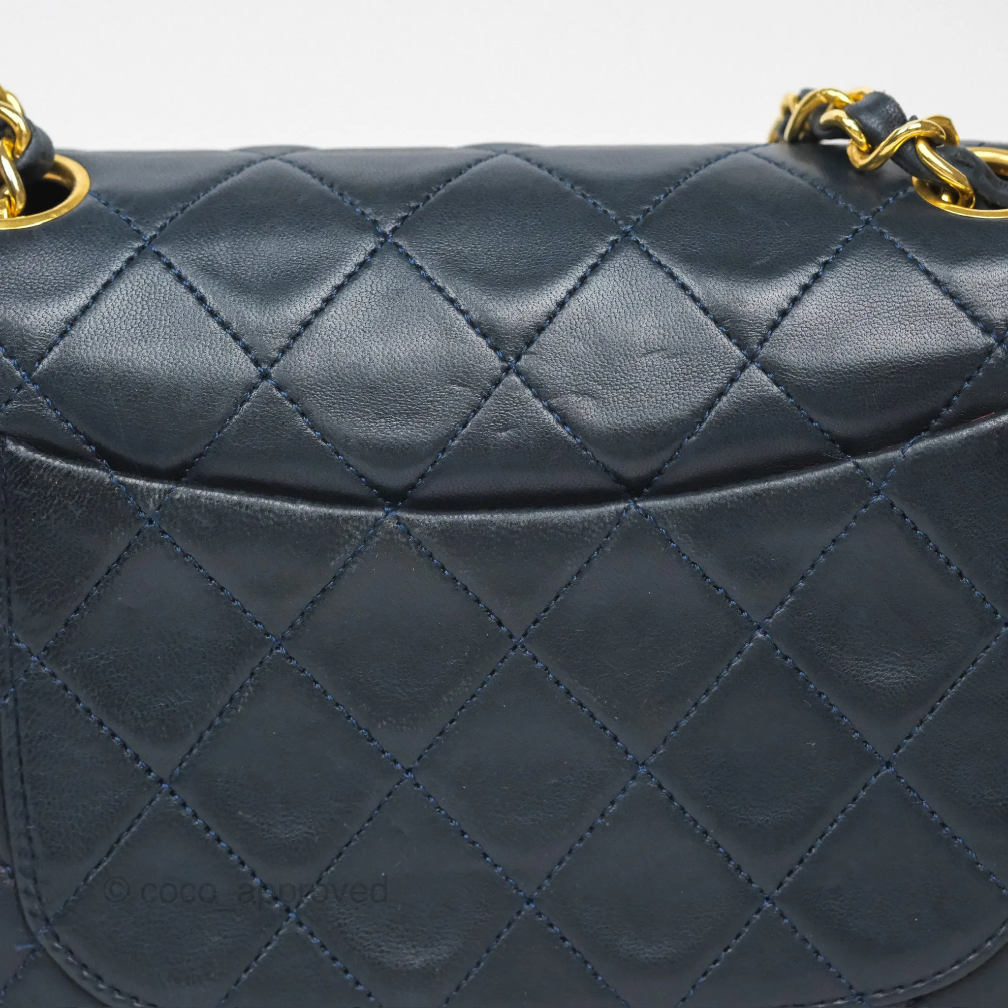 Chanel Vintage Mini Square Navy Lambskin 24K Gold Hardware