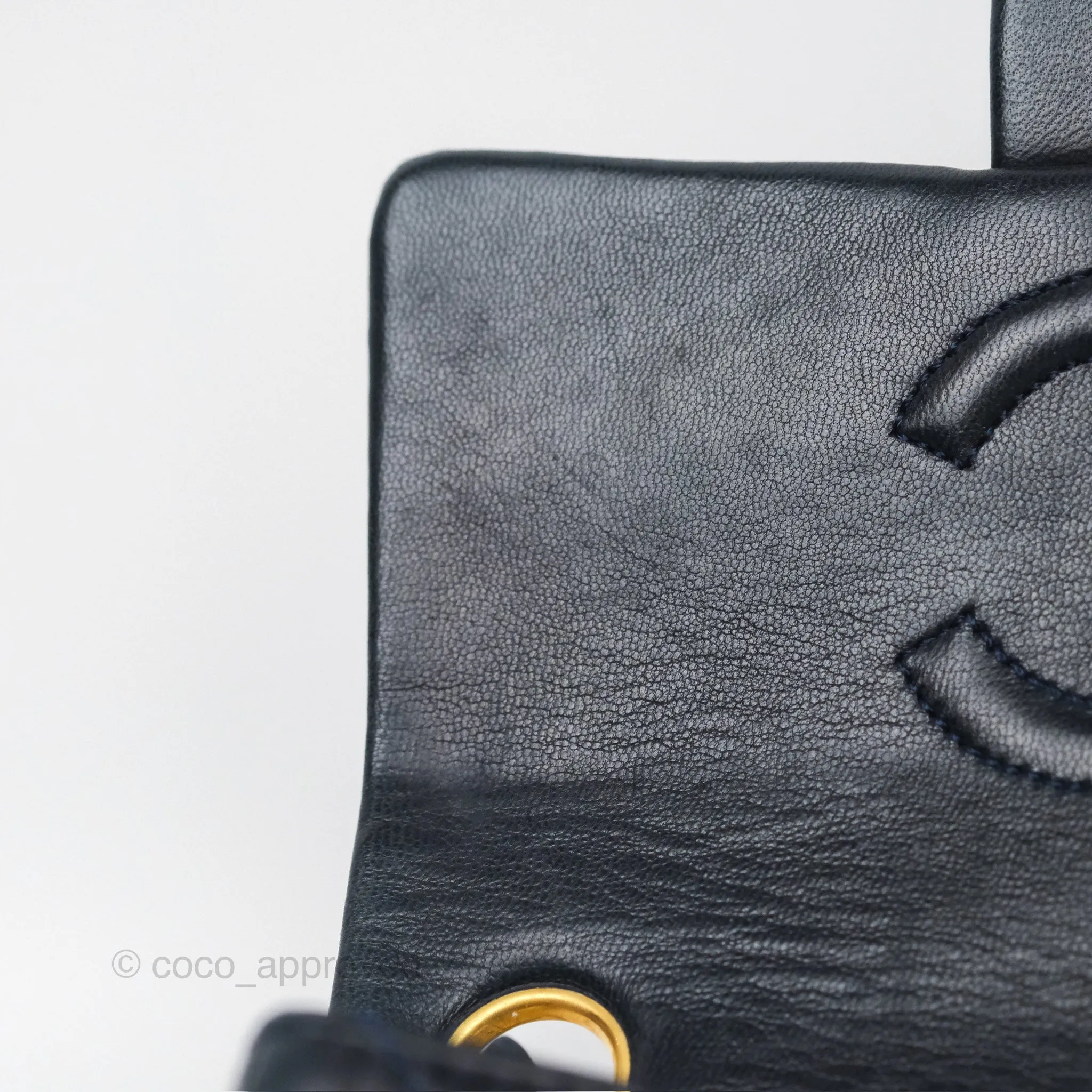 Chanel Vintage Mini Square Navy Lambskin 24K Gold Hardware