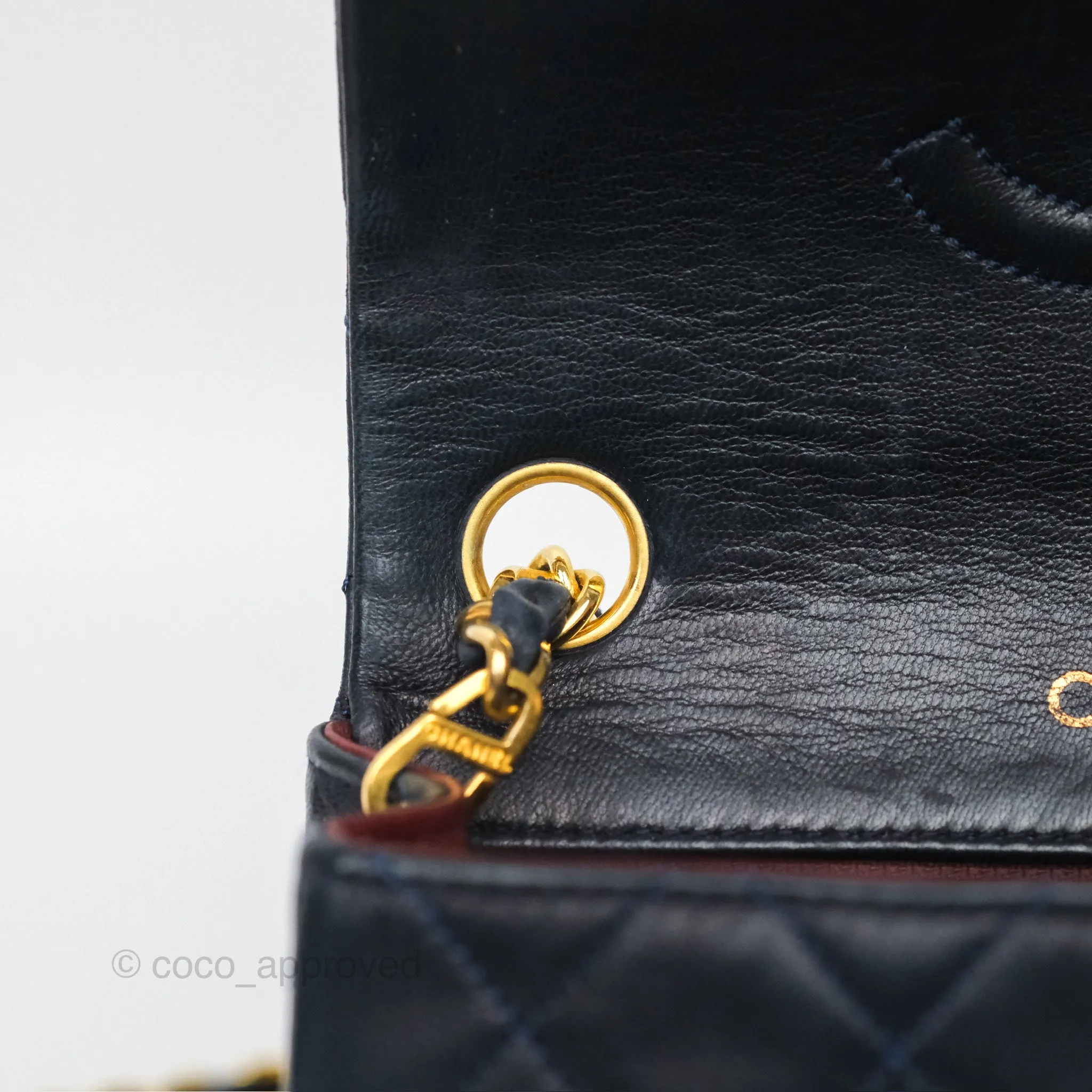 Chanel Vintage Mini Square Navy Lambskin 24K Gold Hardware