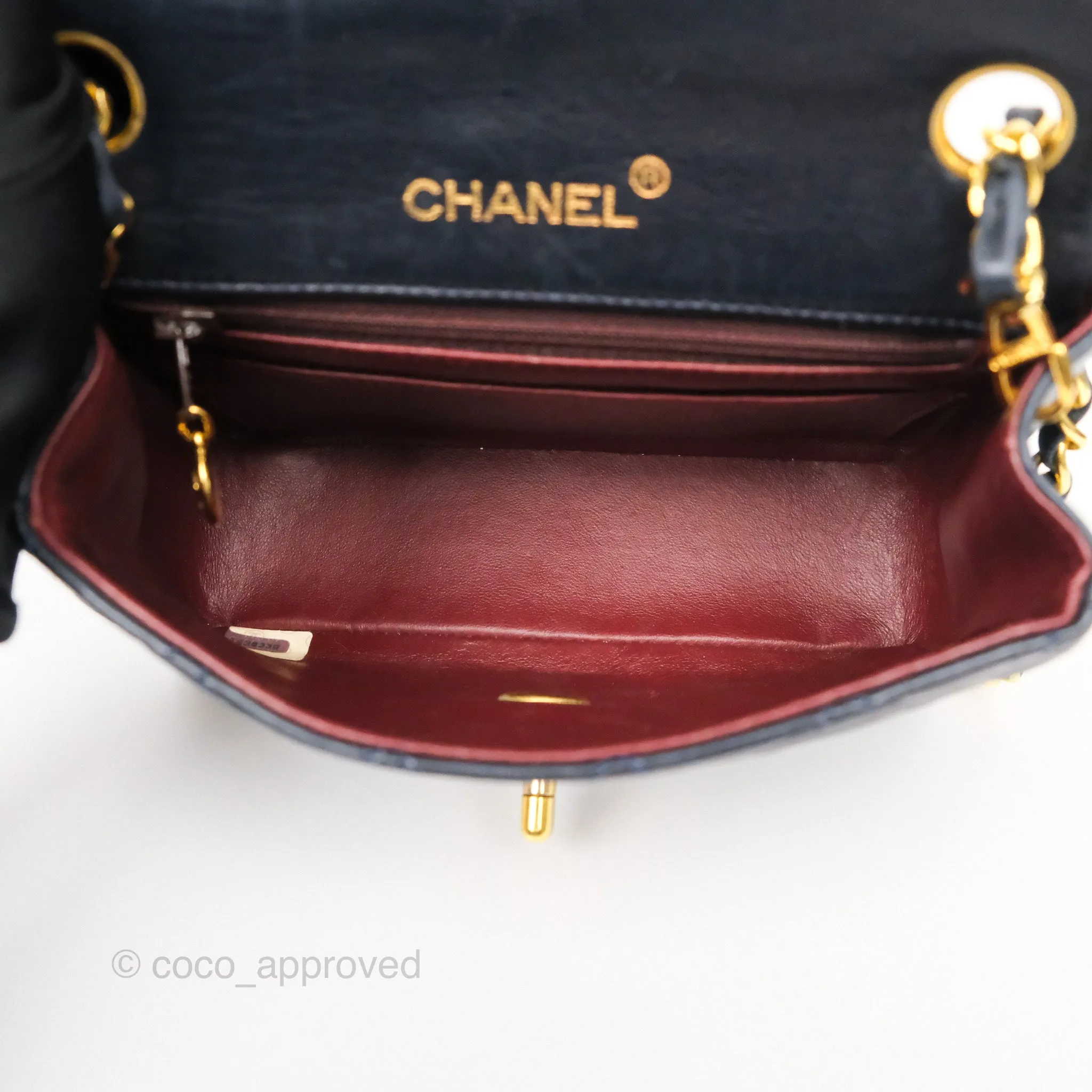 Chanel Vintage Mini Square Navy Lambskin 24K Gold Hardware