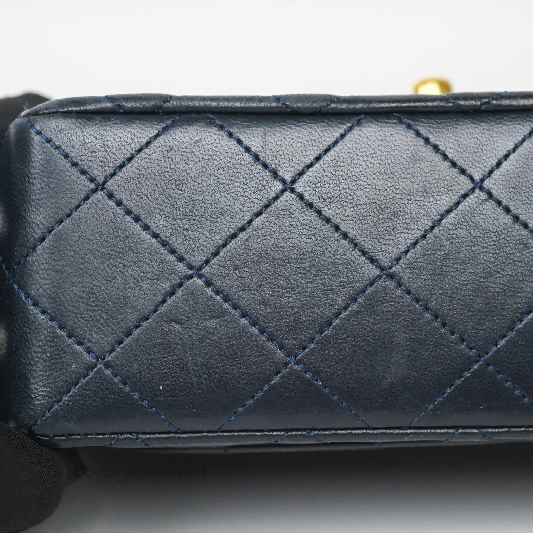 Chanel Vintage Mini Square Navy Lambskin 24K Gold Hardware