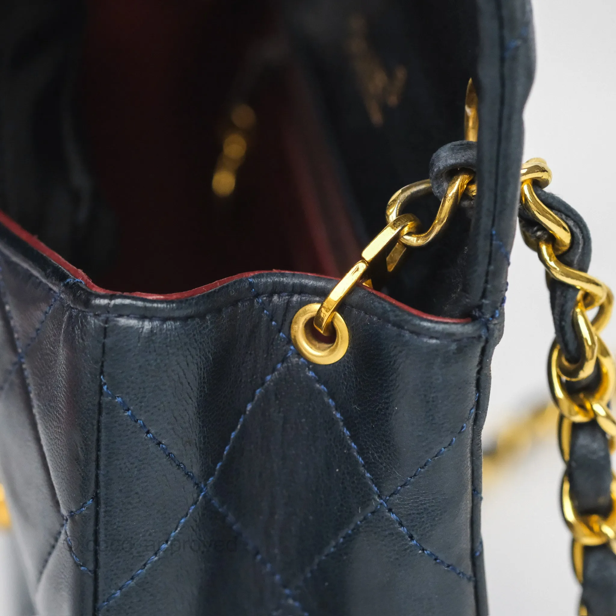 Chanel Vintage Mini Square Navy Lambskin 24K Gold Hardware