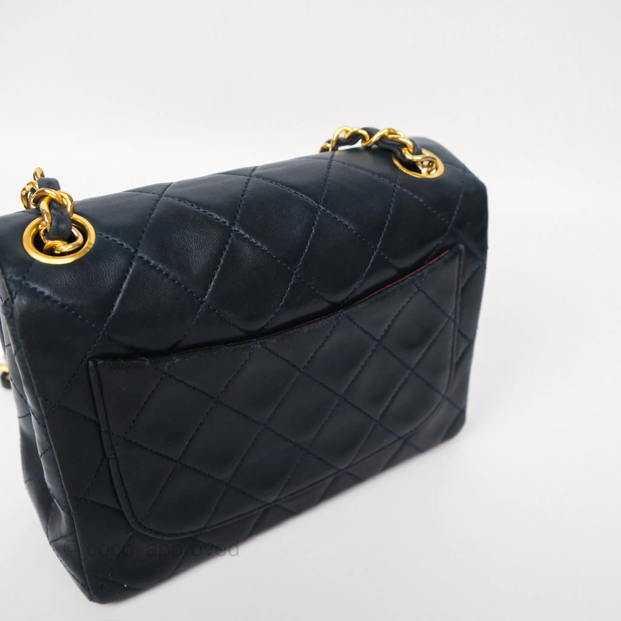 Chanel Vintage Mini Square Navy Lambskin 24K Gold Hardware