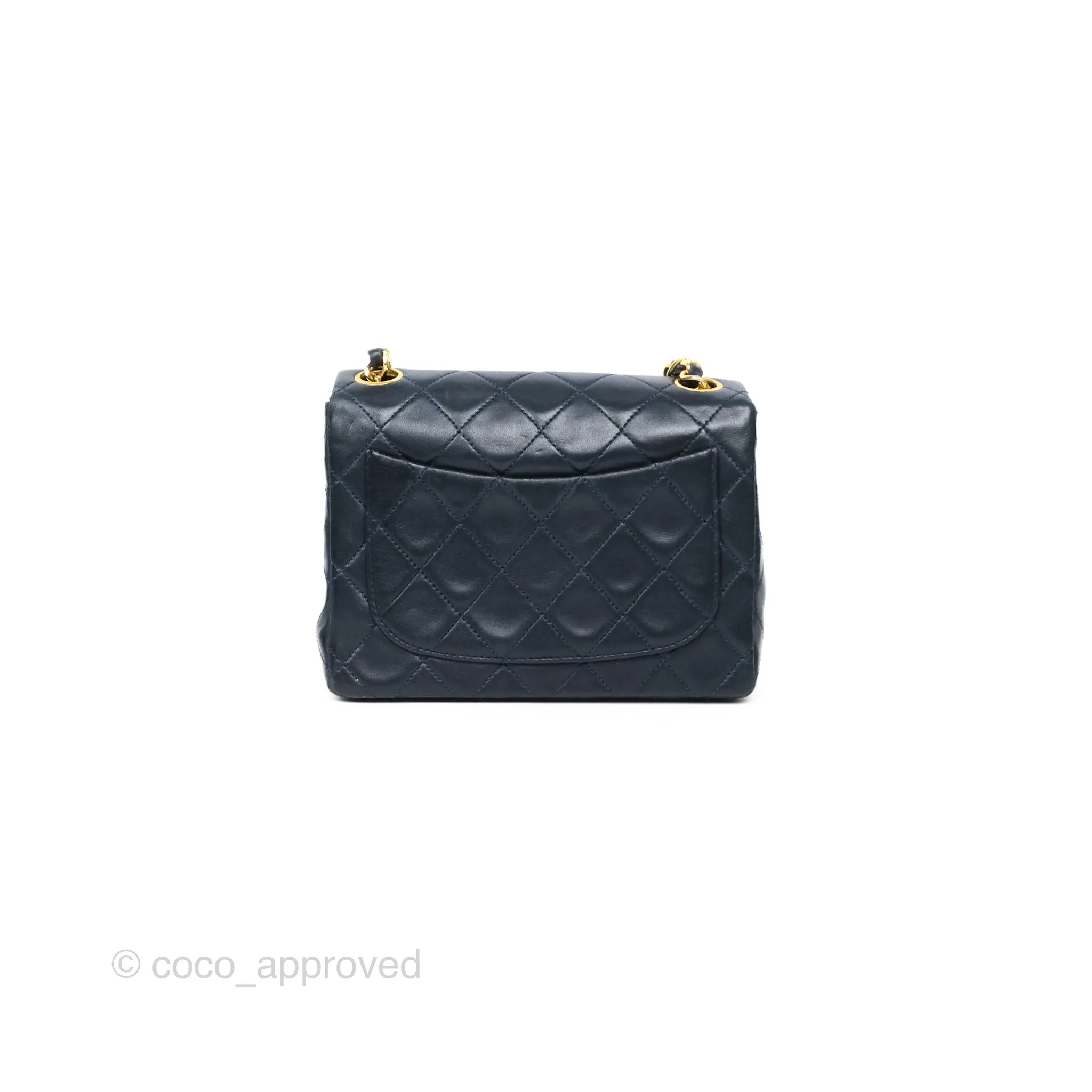 Chanel Vintage Mini Square Navy Lambskin 24K Gold Hardware