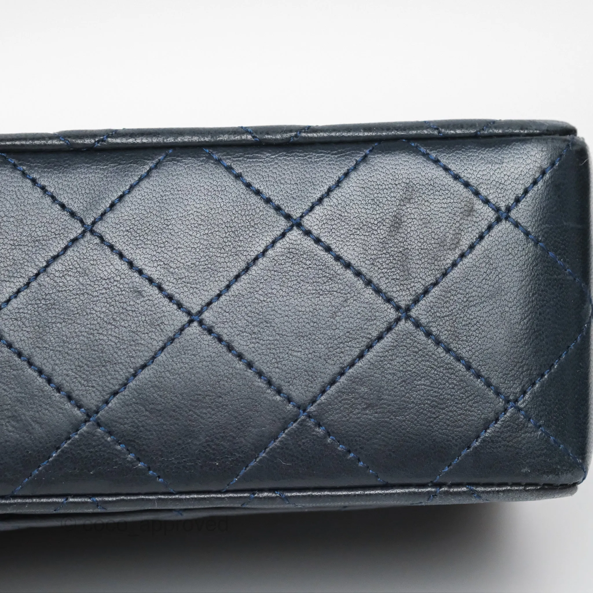 Chanel Vintage Mini Square Navy Lambskin 24K Gold Hardware