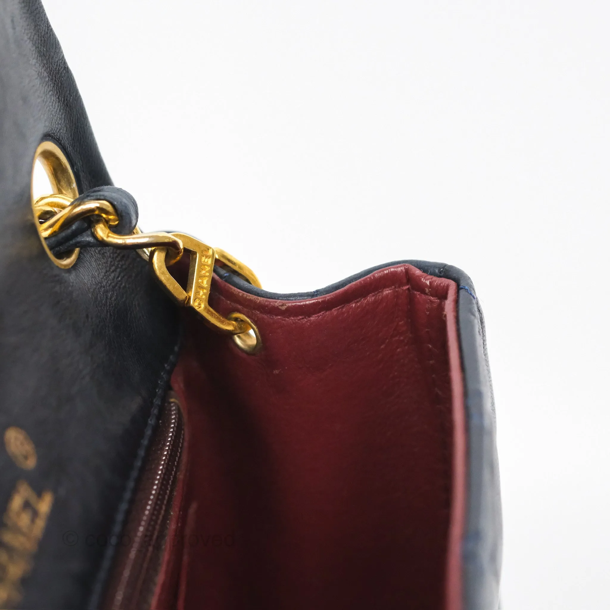 Chanel Vintage Mini Square Navy Lambskin 24K Gold Hardware