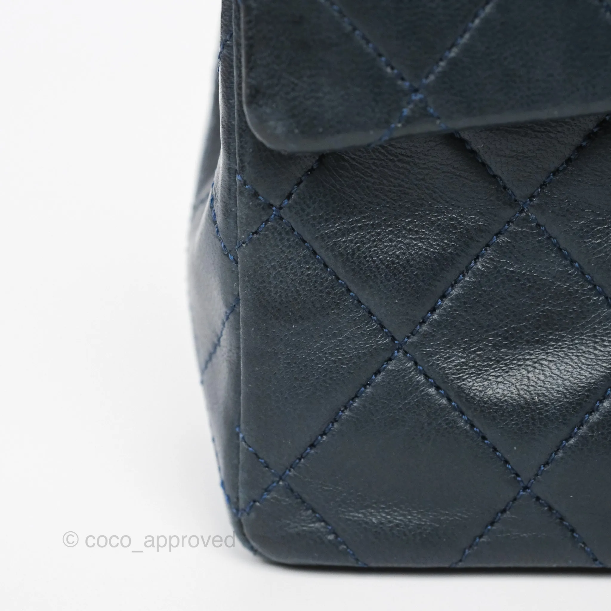 Chanel Vintage Mini Square Navy Lambskin 24K Gold Hardware