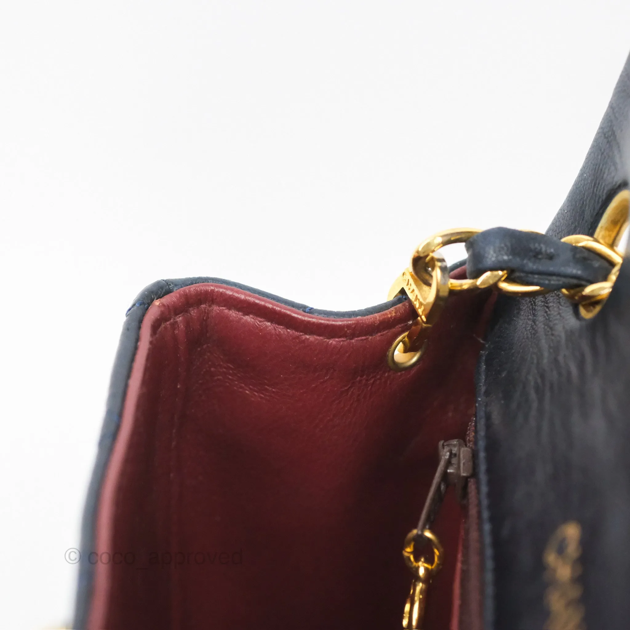 Chanel Vintage Mini Square Navy Lambskin 24K Gold Hardware