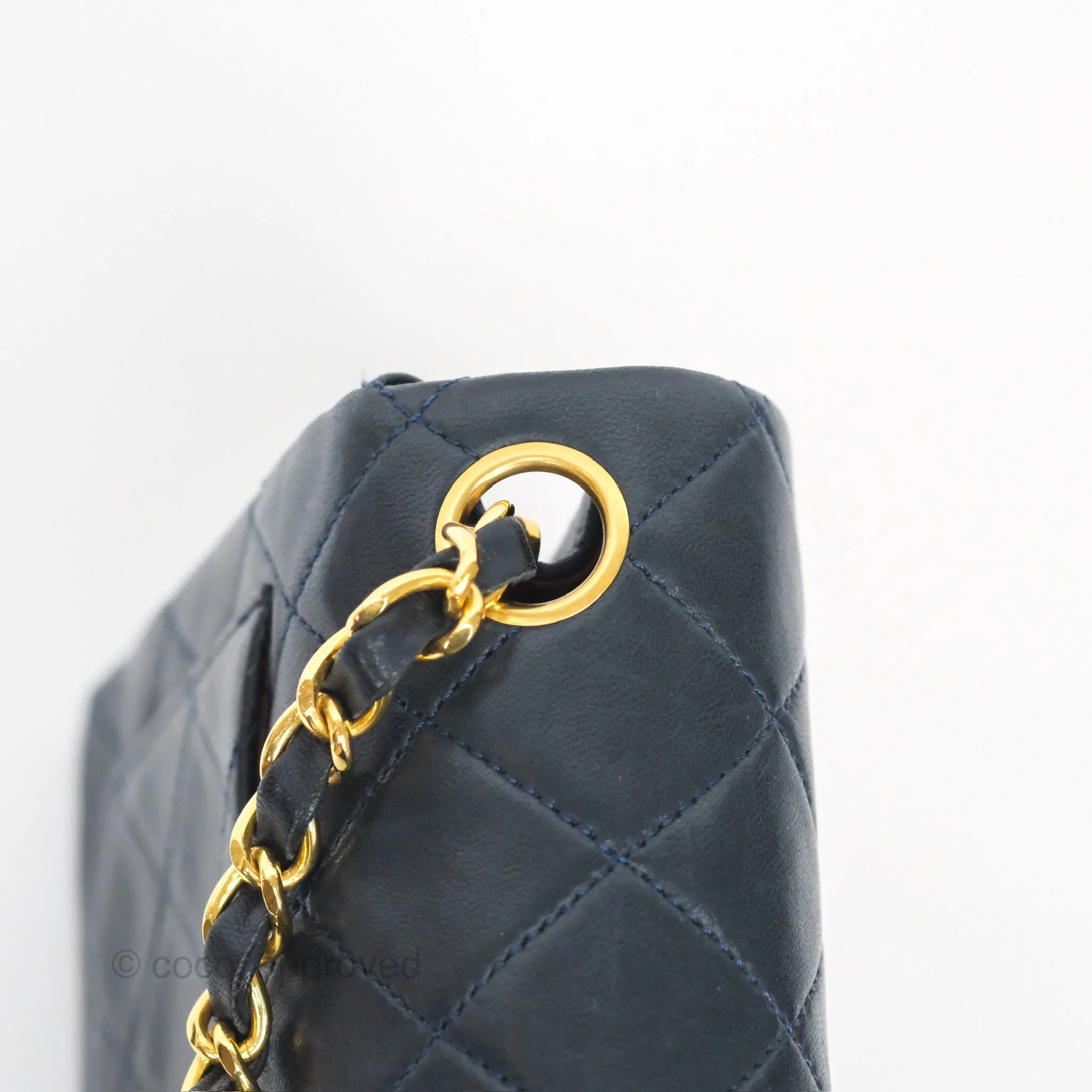 Chanel Vintage Mini Square Navy Lambskin 24K Gold Hardware