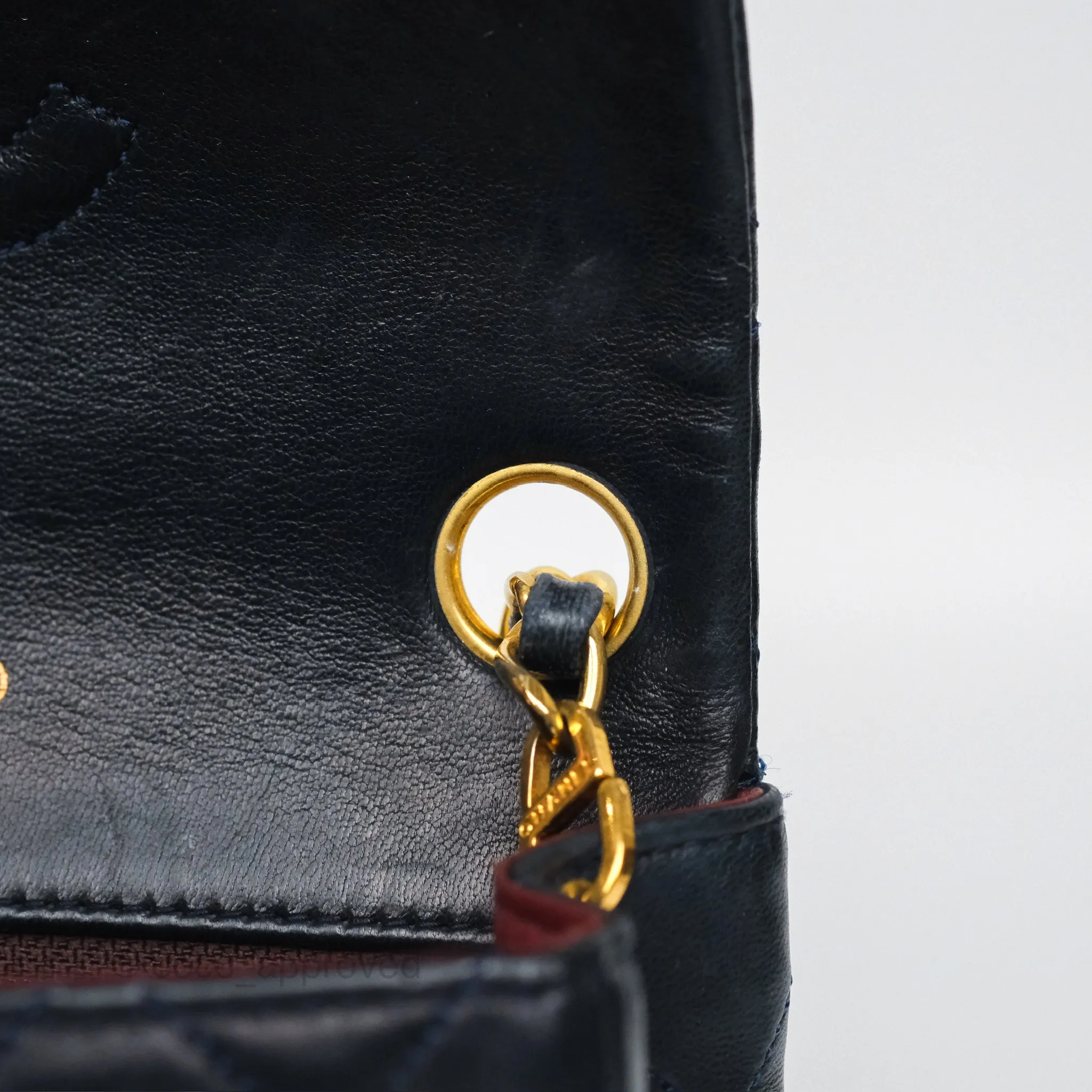 Chanel Vintage Mini Square Navy Lambskin 24K Gold Hardware