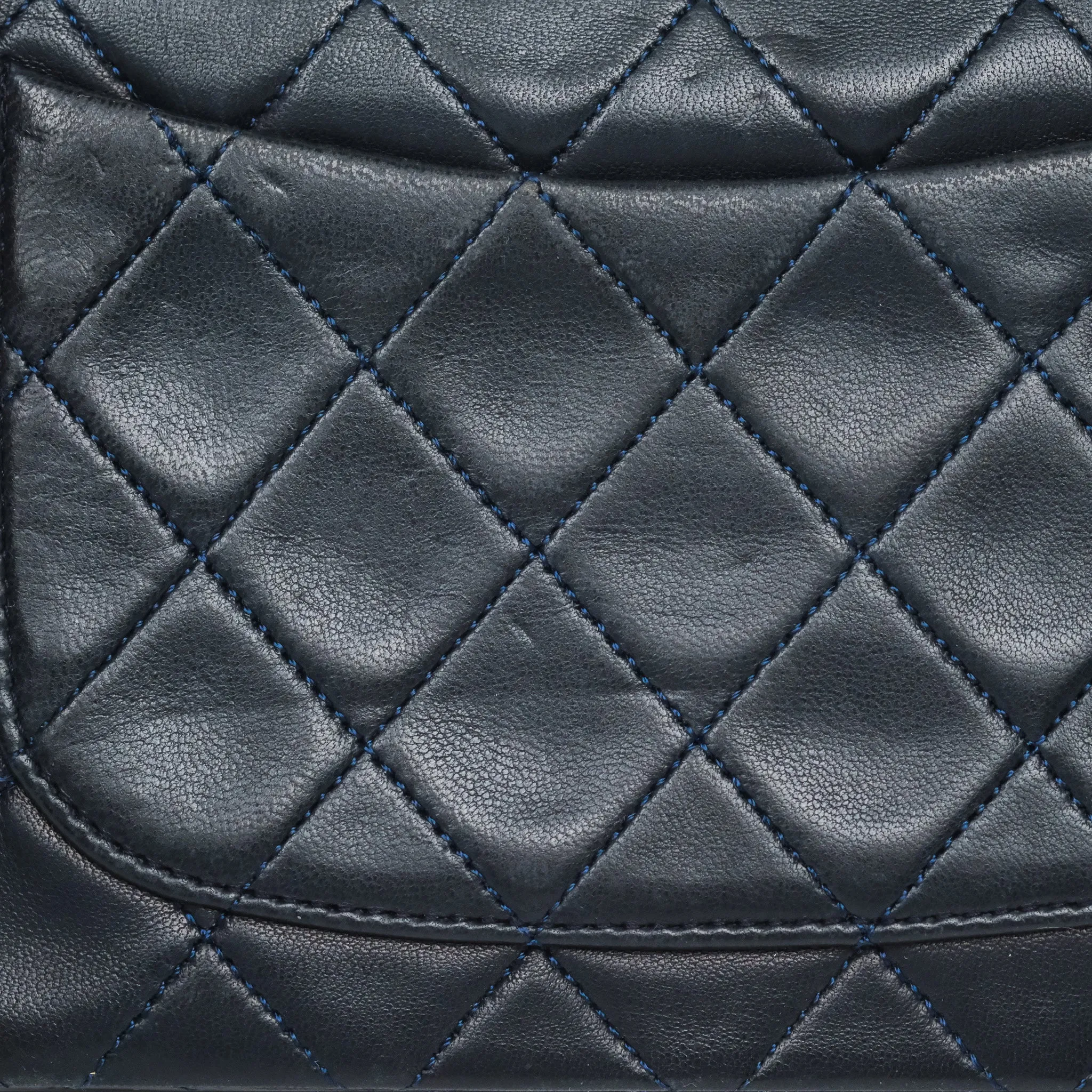 Chanel Vintage Mini Square Navy Lambskin 24K Gold Hardware