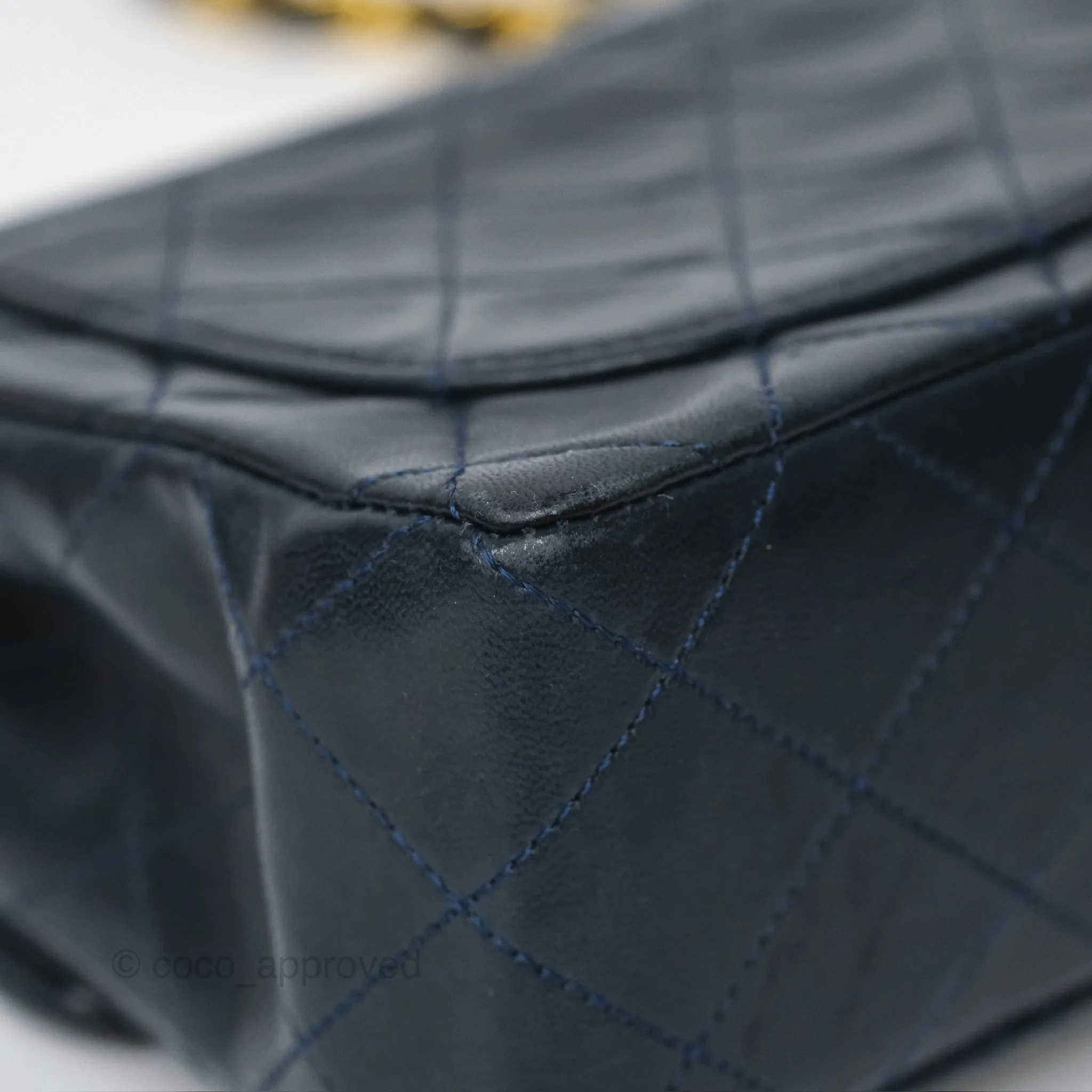 Chanel Vintage Mini Square Navy Lambskin 24K Gold Hardware